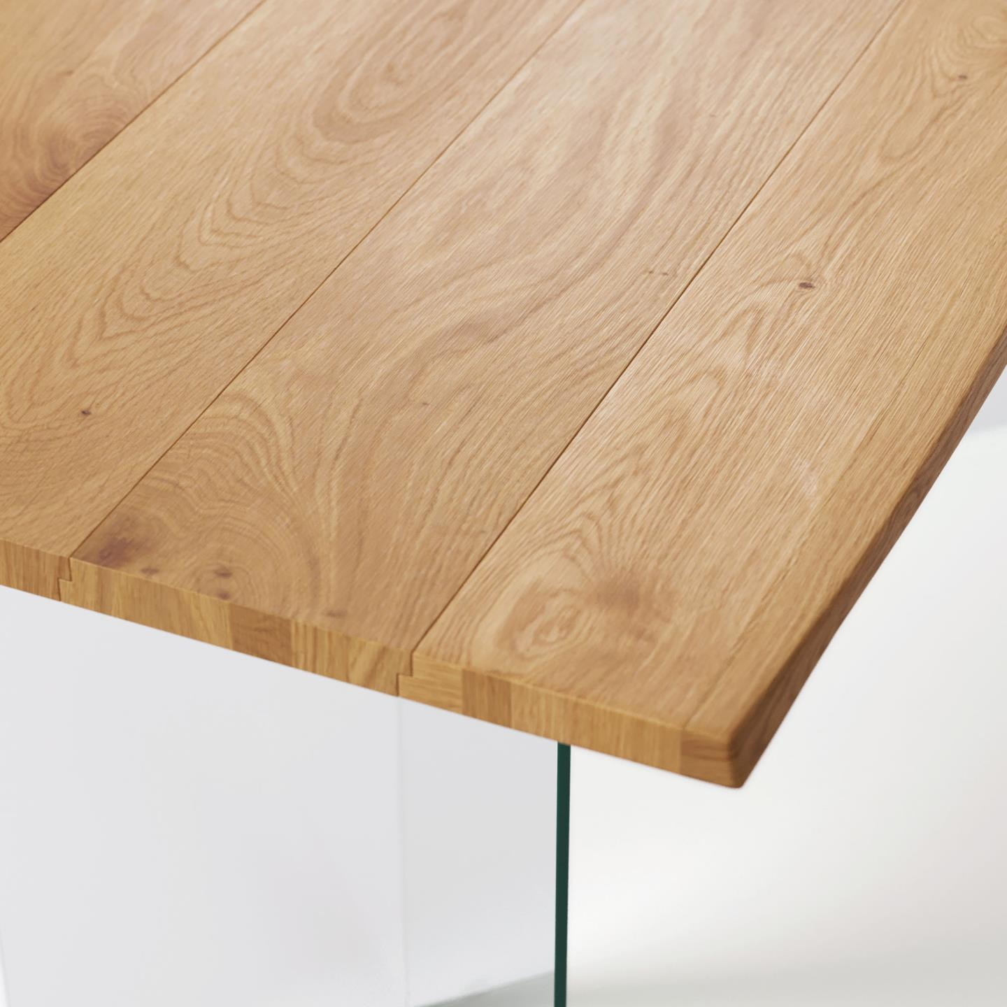 Kave Home Eettafel 'Lotty' Eiken/Glas, 160 x 90cm