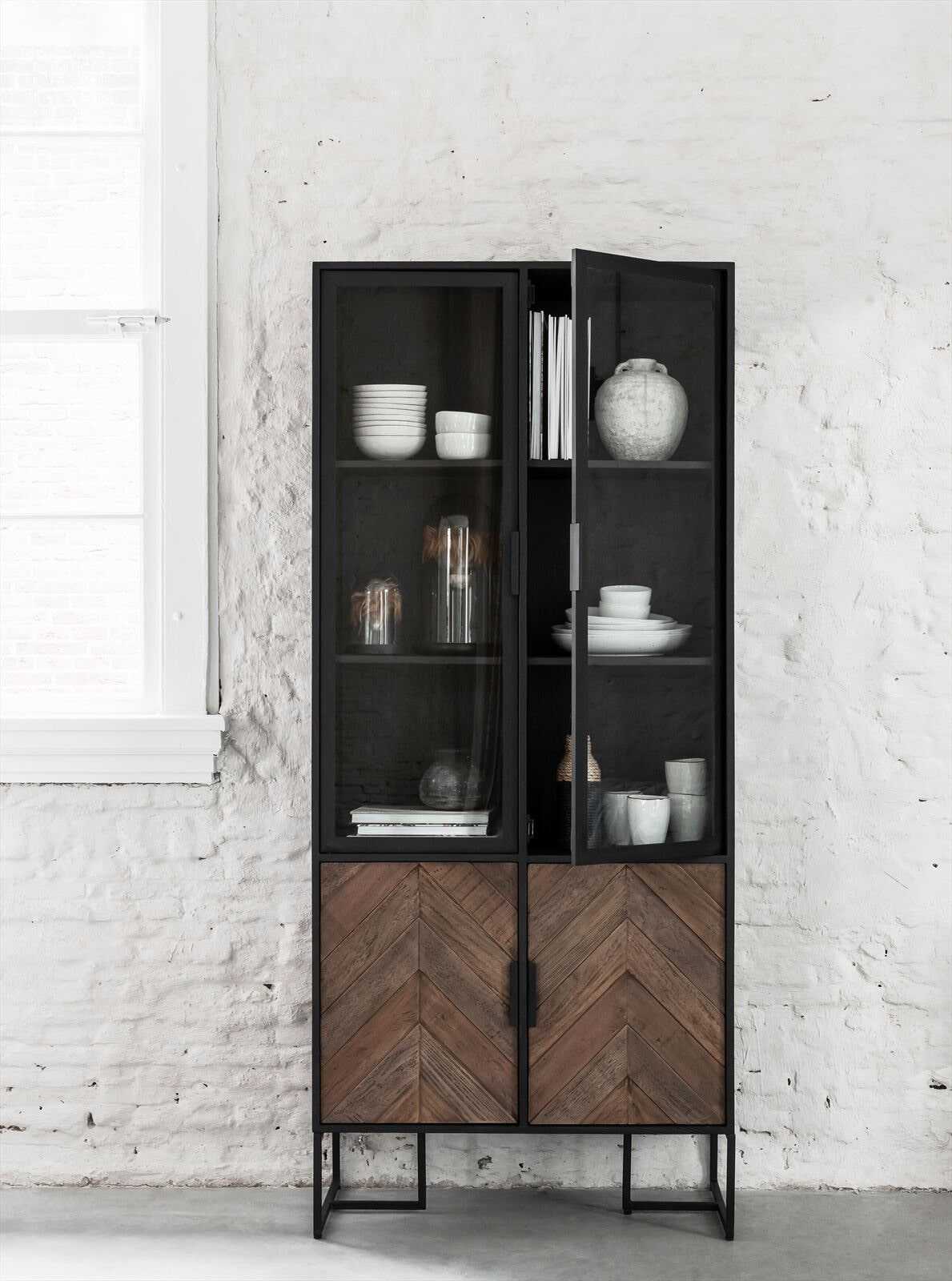 DTP Home Vitrinekast 'Criss Cross' Hout en staal, 185 x 80cm