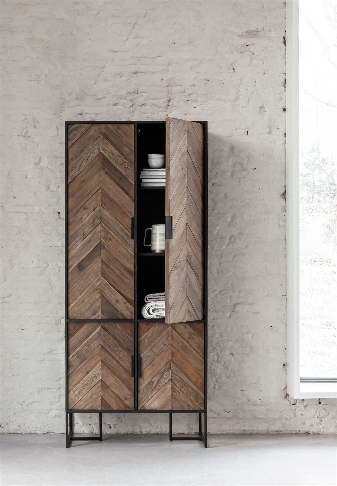 DTP Home Opbergkast 'Criss Cross' Hout en staal, 185 x 80cm