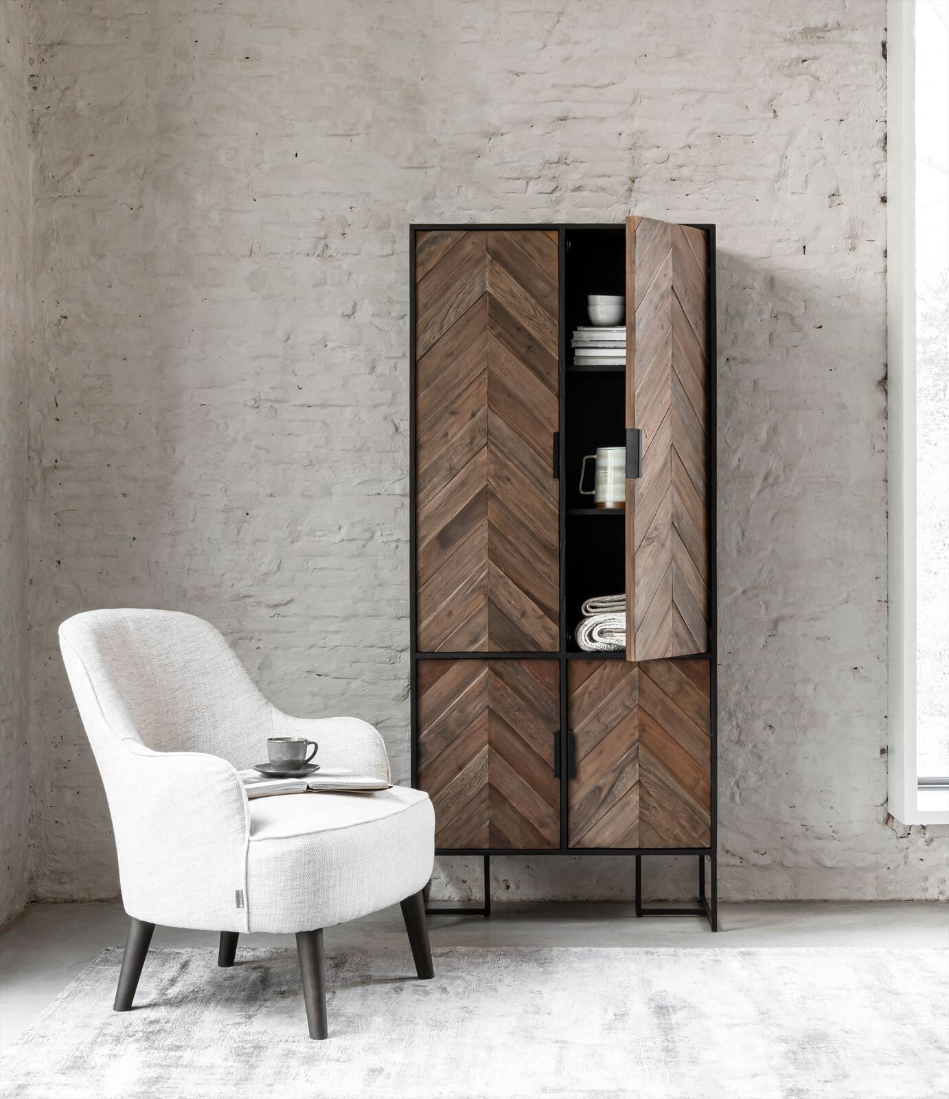 DTP Home Opbergkast 'Criss Cross' Hout en staal, 185 x 80cm