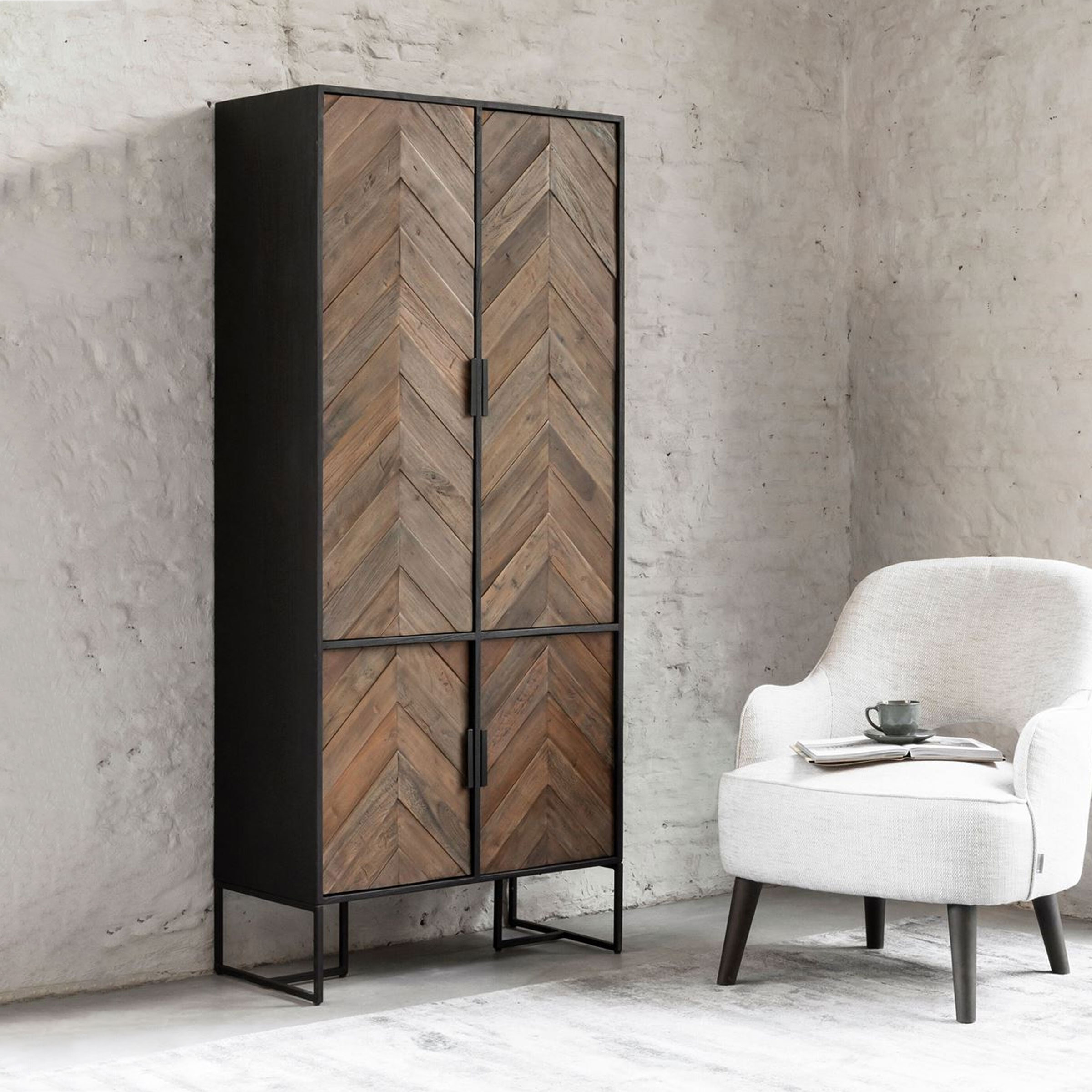 DTP Home Opbergkast Criss Cross Hout en staal, 185 x 80cm - Naturel