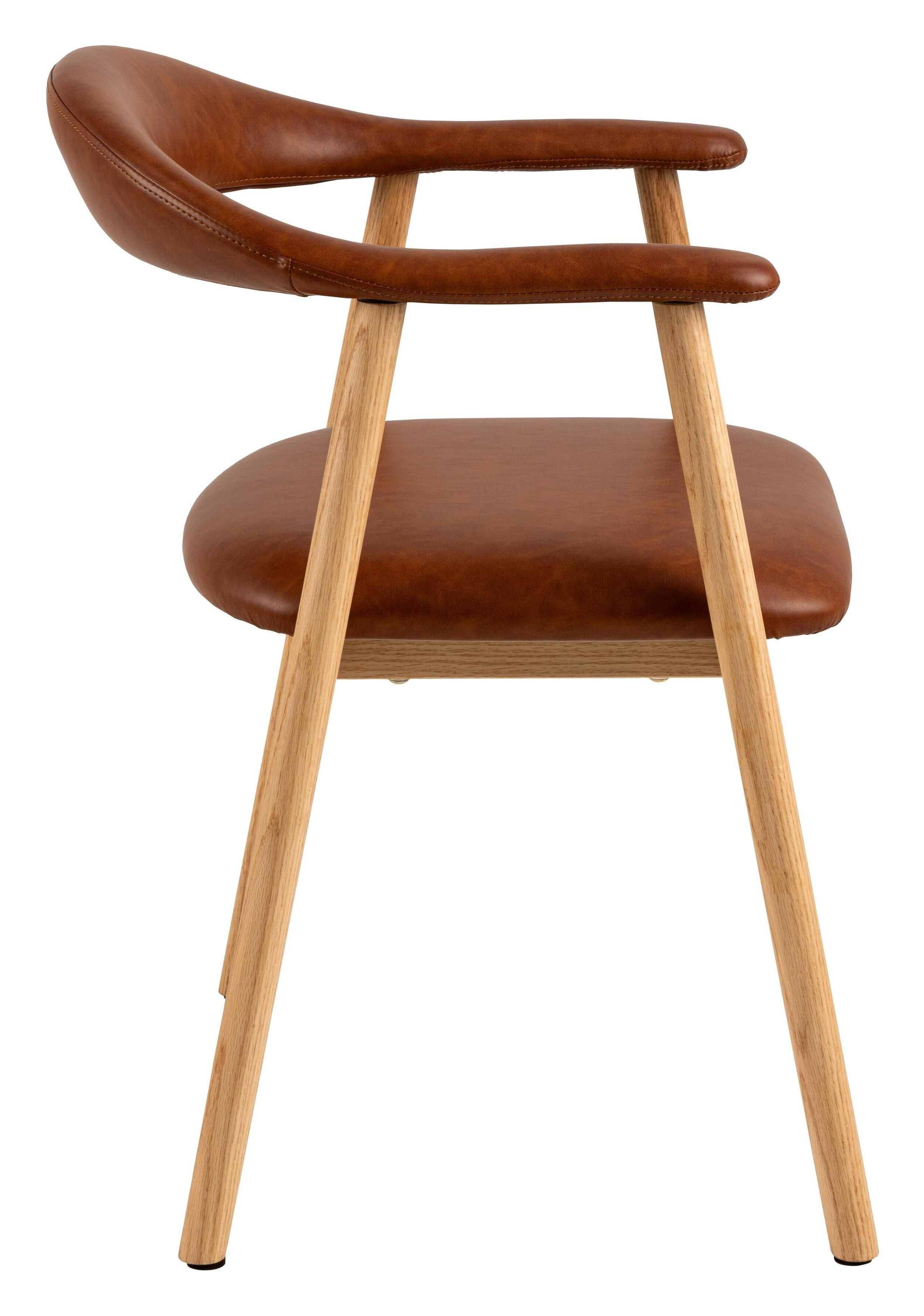 Bendt Eetkamerstoel 'Gerado' Eikenhout en PU leer, kleur Bruin