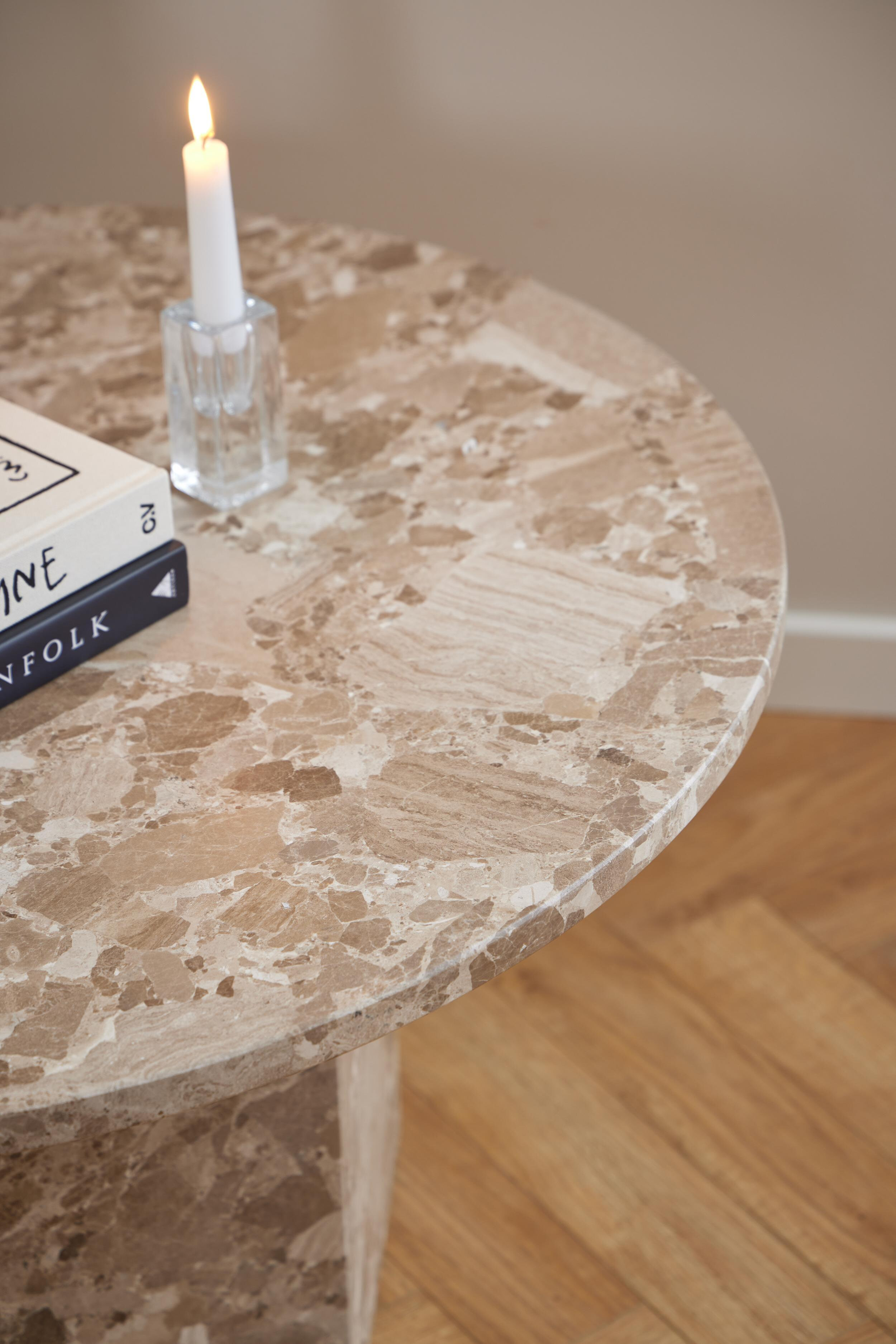 Bendt Ronde Salontafel 'Lasonya' Travertin, 80cm