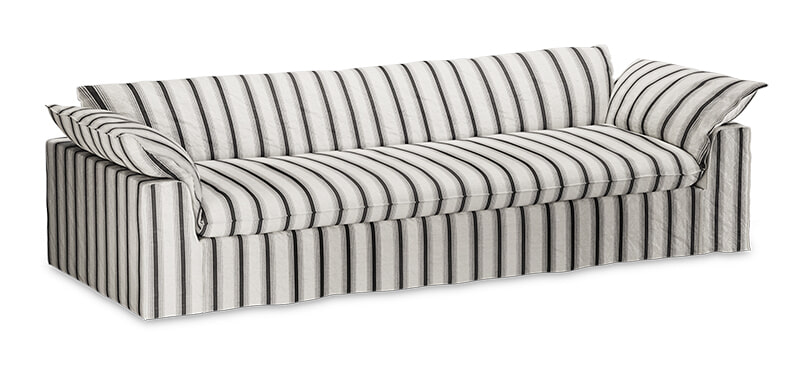 HKliving Hoes voor Bank Nomad 305cm, Rocco Chalkstripe - Zwart/Wit