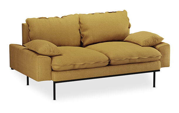 HKliving 2-zits Bank Retro 175cm, Linnen - Okergeel