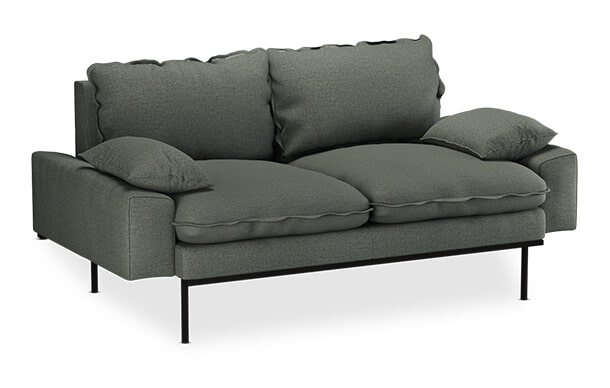 HKliving 2-zits Bank Retro 175cm, Wander stof - Legergroen