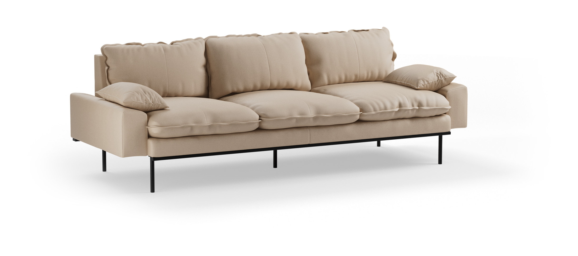 HKliving 4-zits Bank Retro 245cm,Knotted stof - Beige