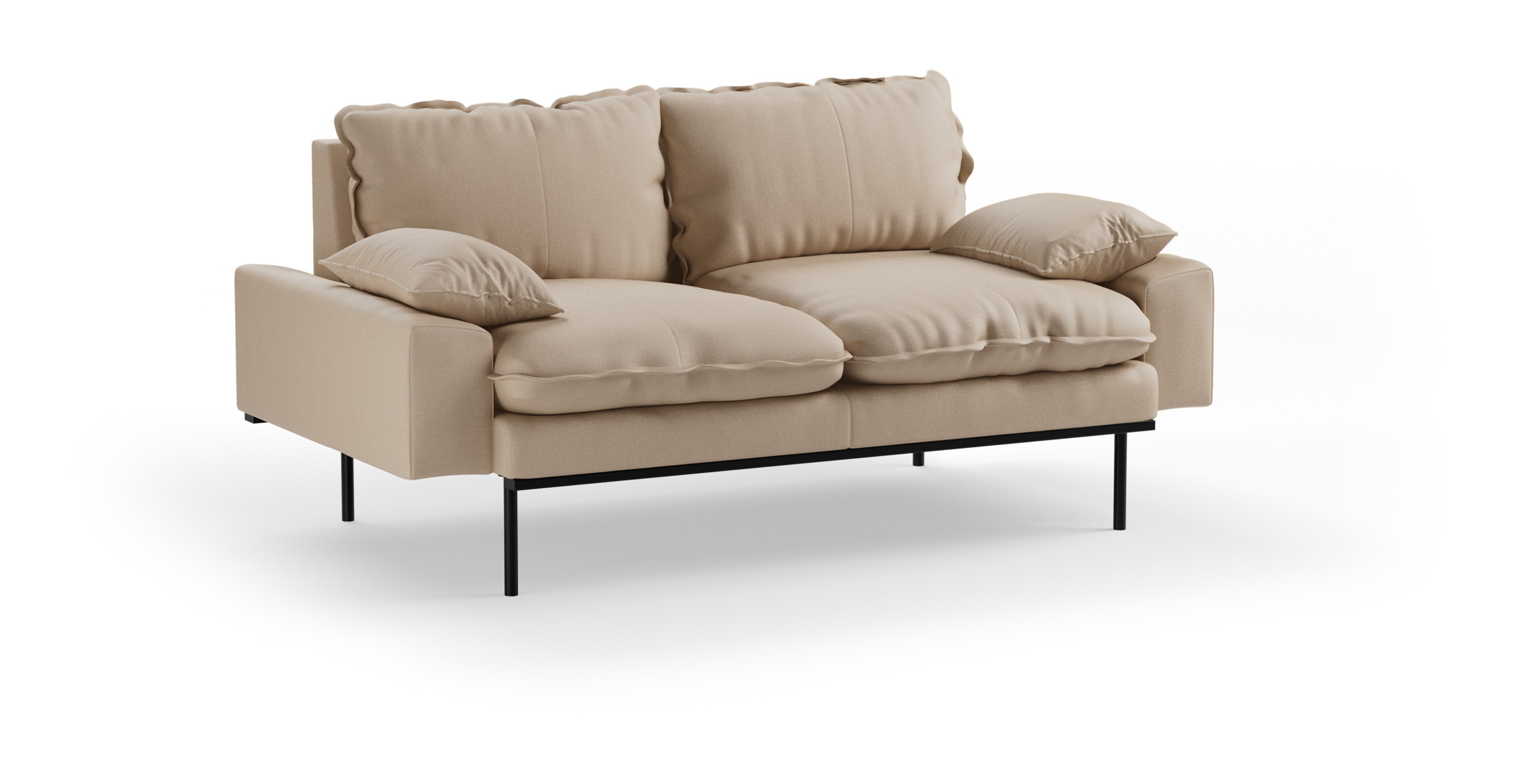 HKliving 2-zits Bank Retro 175cm, Knotted stof - Beige