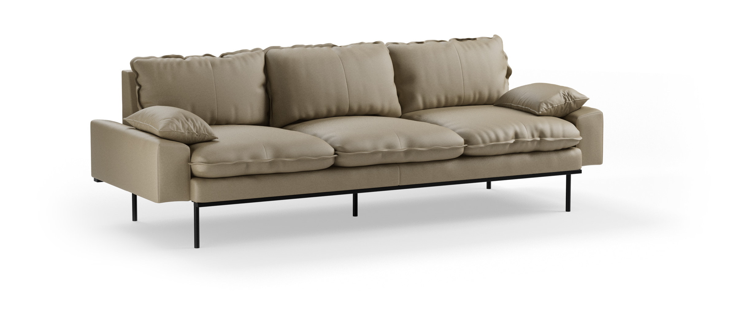 HKliving 4-zits Bank Retro 245cm, Deco stof - Pebble