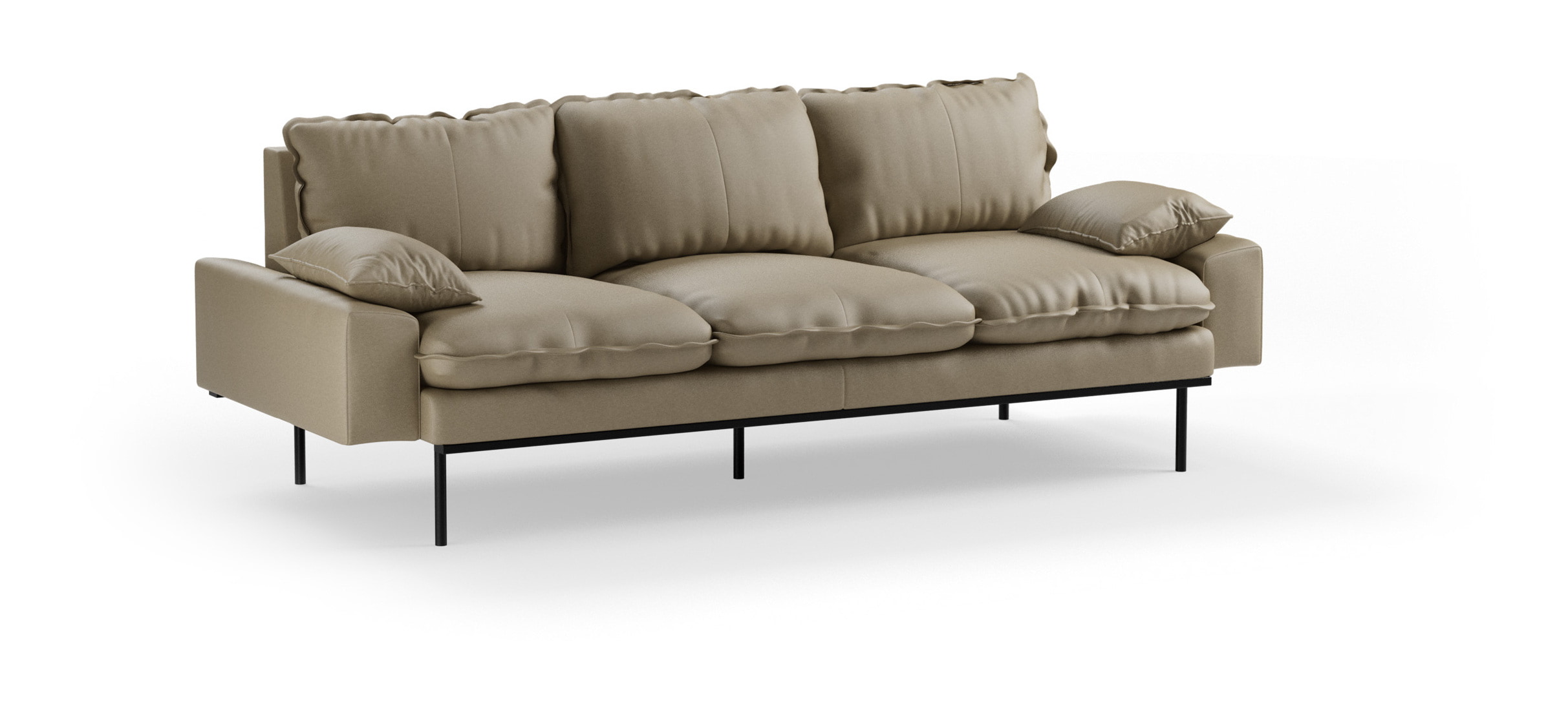 HKliving 3-zits Bank Retro 225cm, Deco stof - Pebble