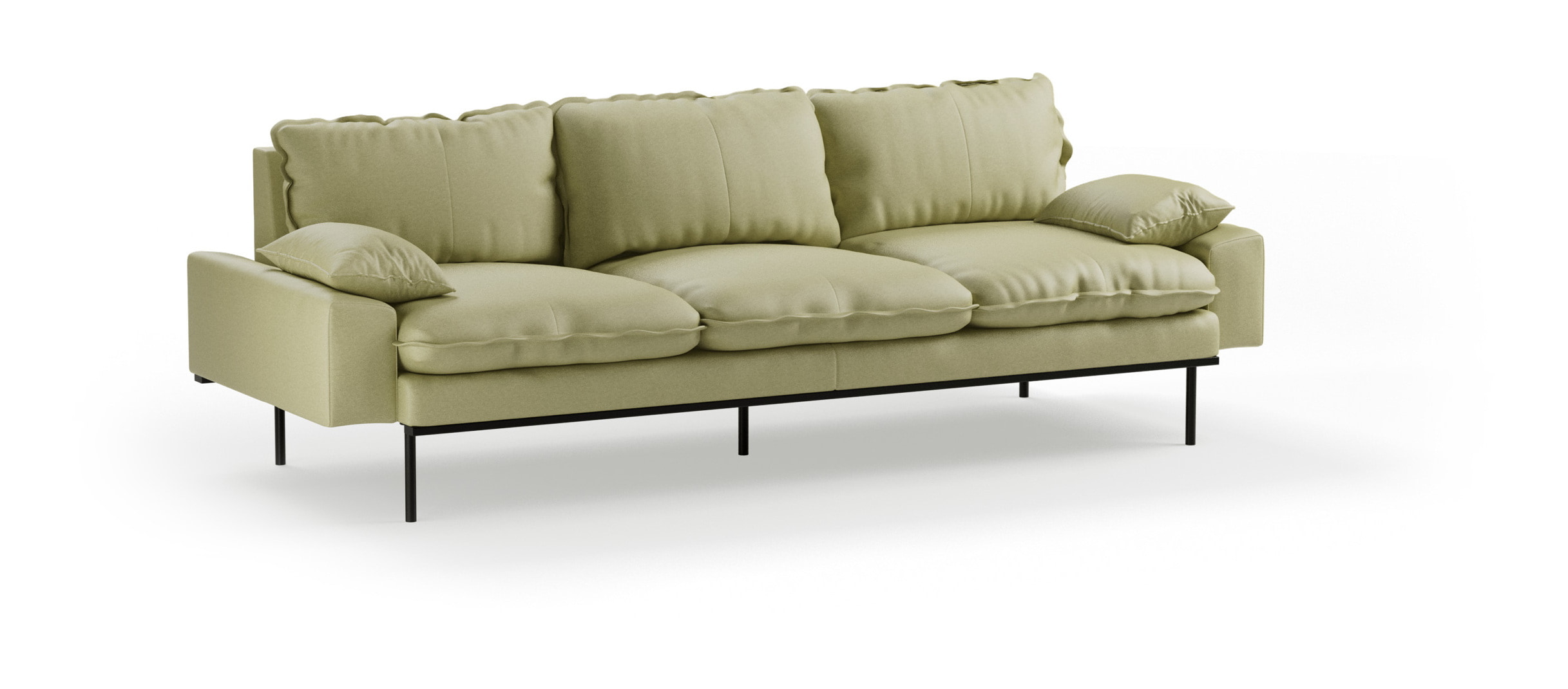 HKliving 4-zits Bank Retro 245cm, Deco stof - Sage
