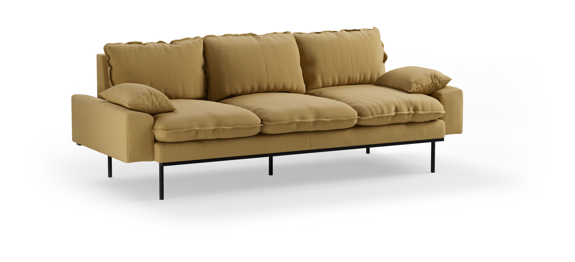 HKliving 3-zits Bank Retro 225cm, Cocoon stof - Beige