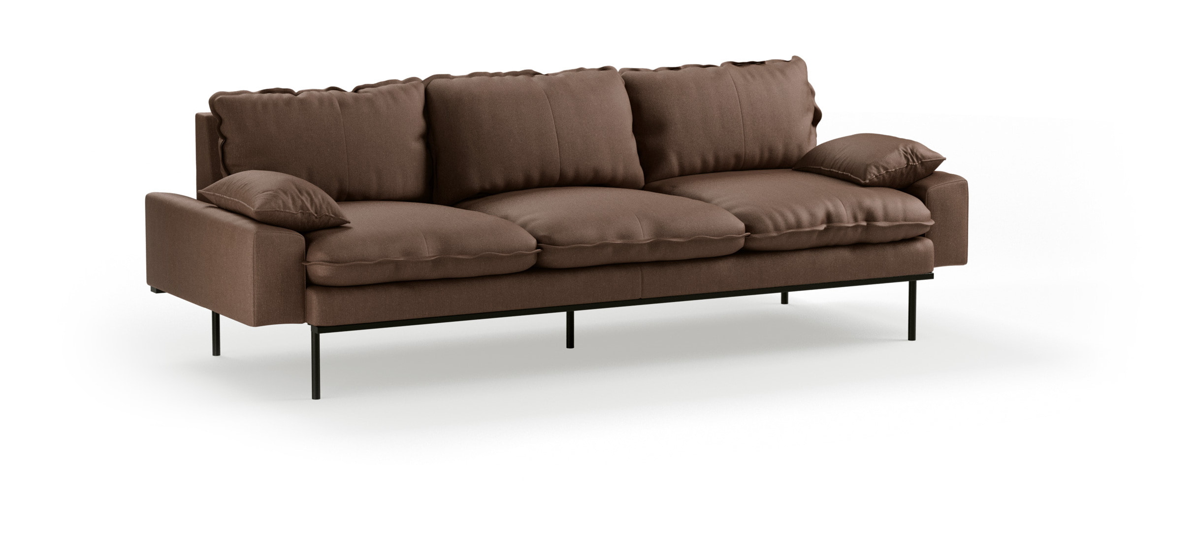 HKliving 4-zits Bank Retro 245cm, Stof - Quicksand