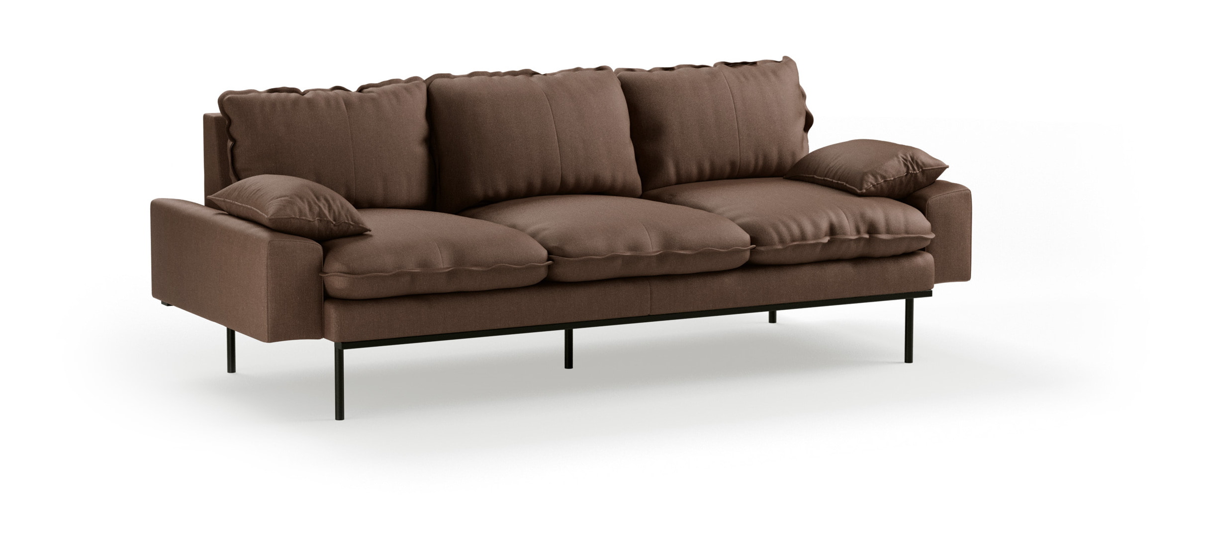 HKliving 3-zits Bank Retro 225cm, Whisper stof - Quicksand