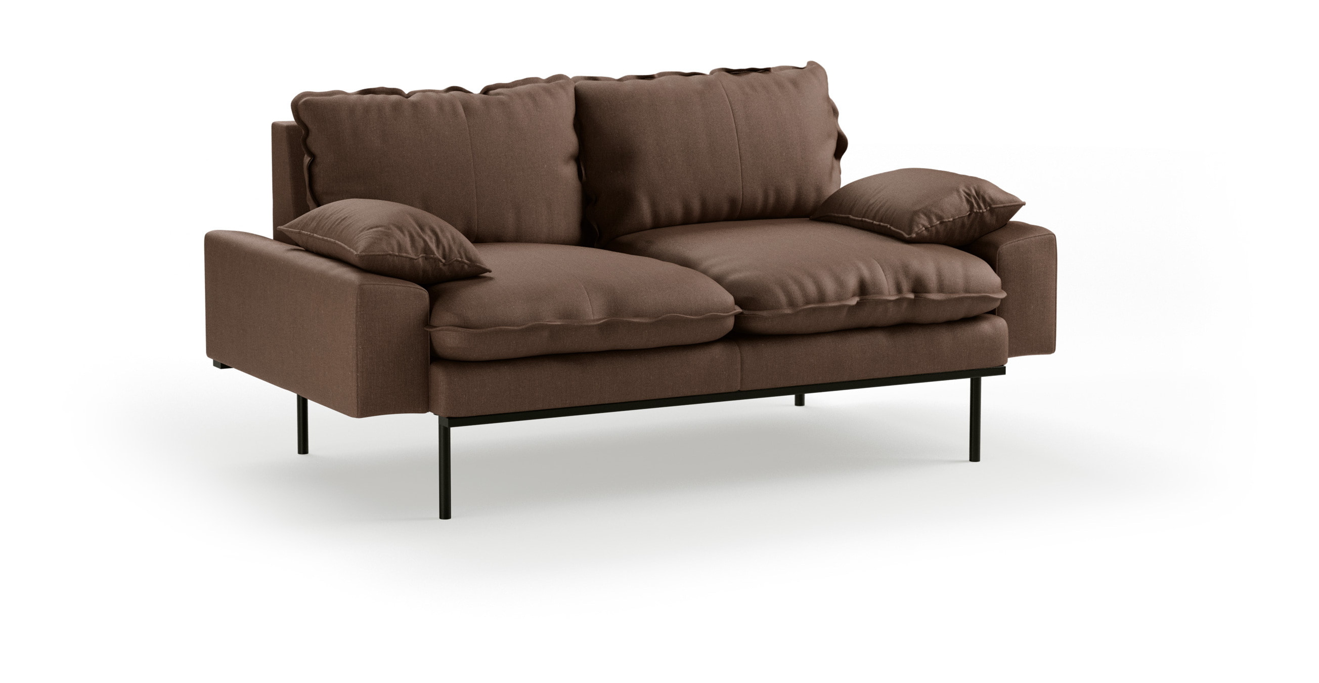 HKliving 2-zits Bank Retro 175cm, Whisper stof - Quicksand