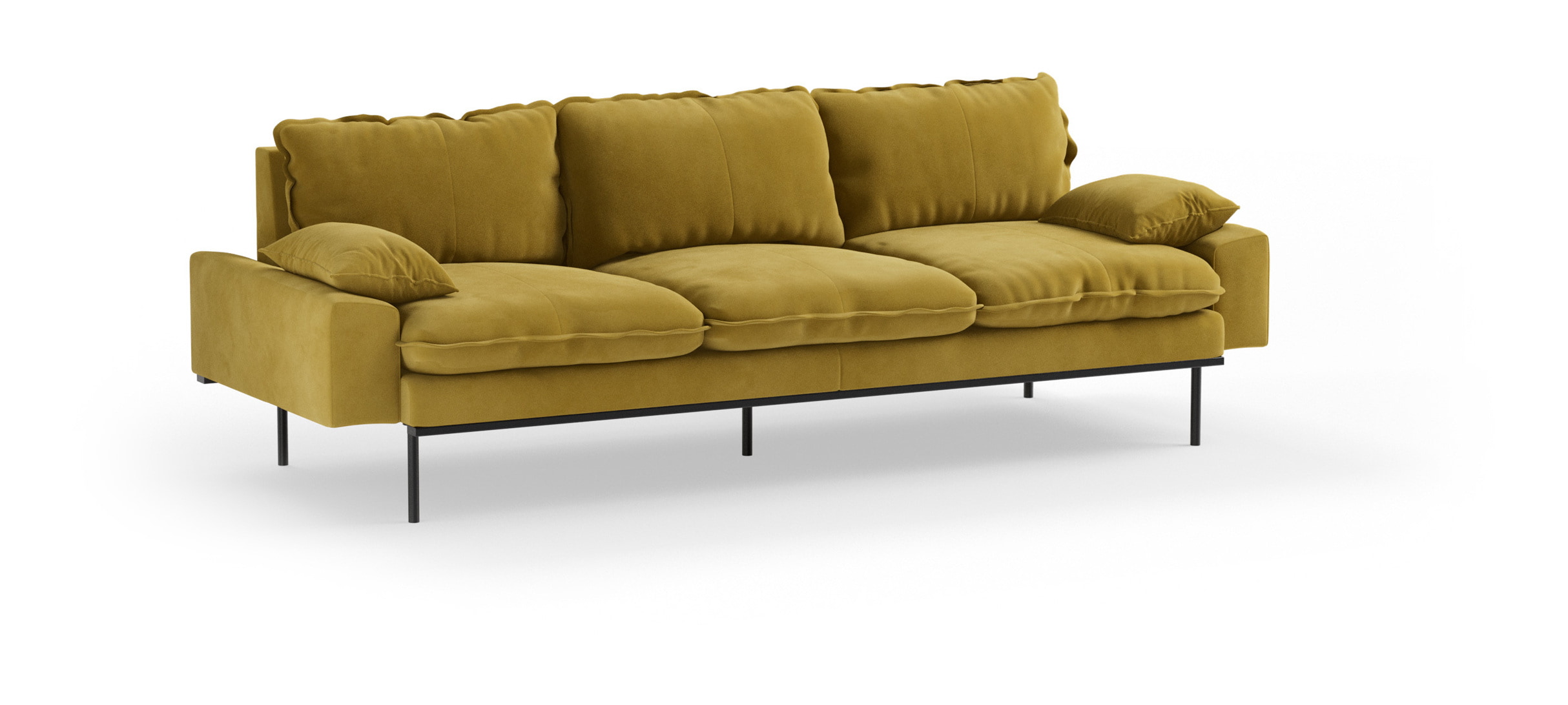 HKliving 4-zits Bank Retro Velvet, 245cm - Thai Curry