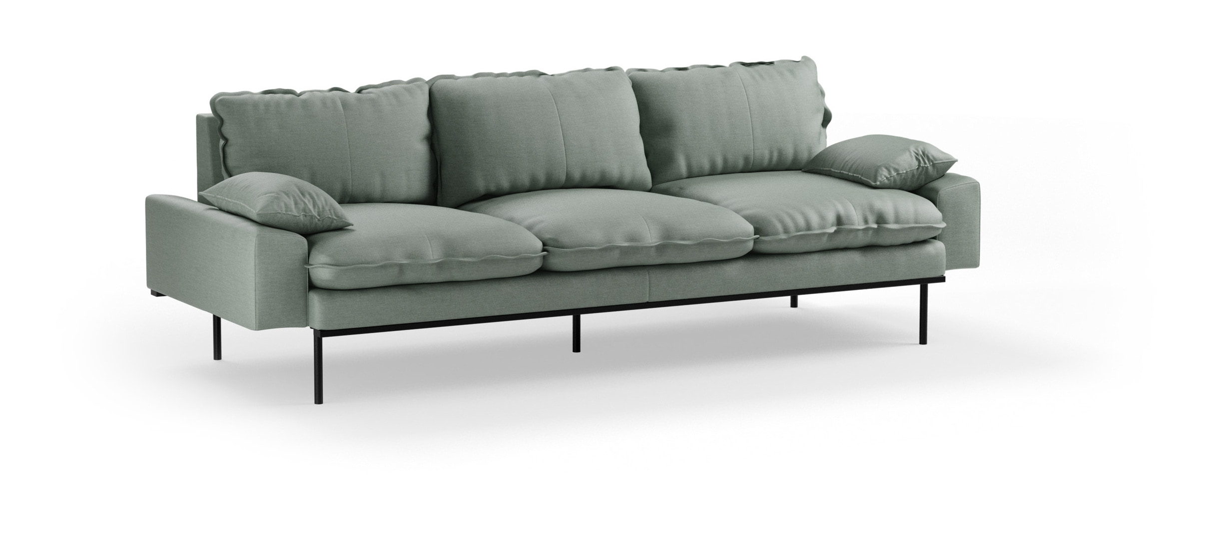 HKliving 4-zits Bank Retro Dallas stof, 245cm - Breeze