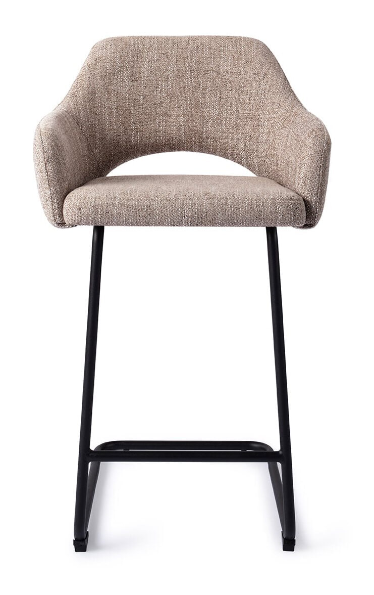 Jesper Home Barkruk 'Yanai' Arch Black, kleur Biscuit Beach (zithoogte 65cm)