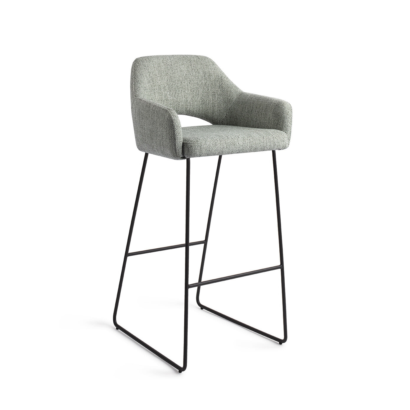 Jesper Home Barkruk 'Yanai' Slide Black, kleur Soft Sage (zithoogte 75cm)