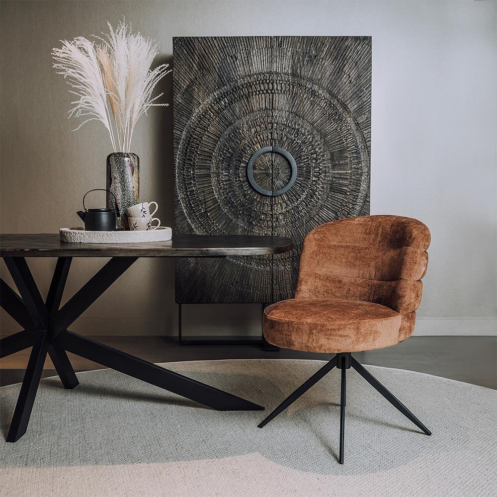 Tower Living Draaibare Eetkamerstoel 'Carro' Chenille, kleur Caramel