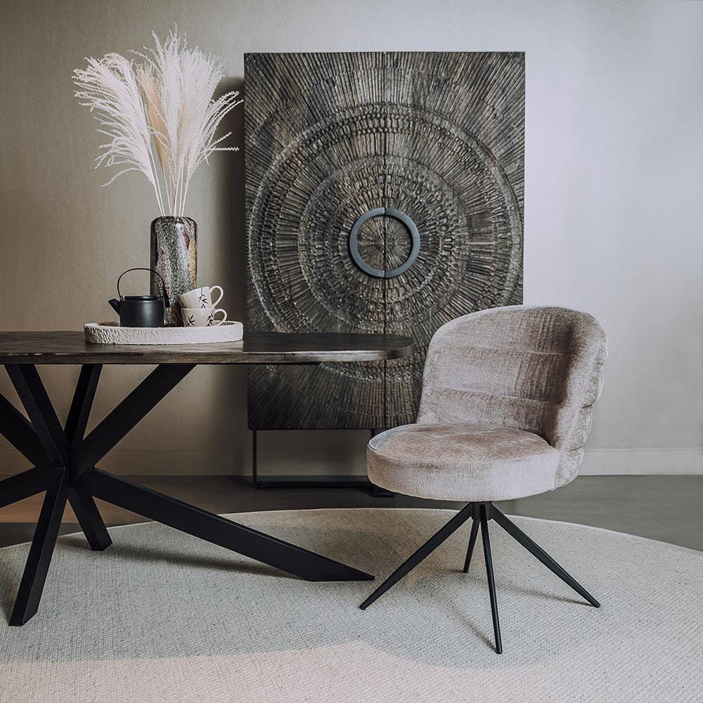 Tower Living Draaibare Eetkamerstoel 'Carro' Chenille, kleur Ice Grey