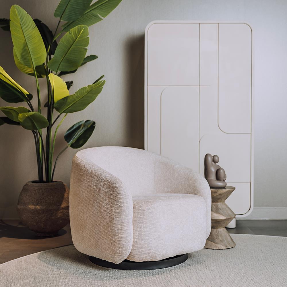 Tower Living Draaifauteuil 'Castro' Chenille, kleur Pearl