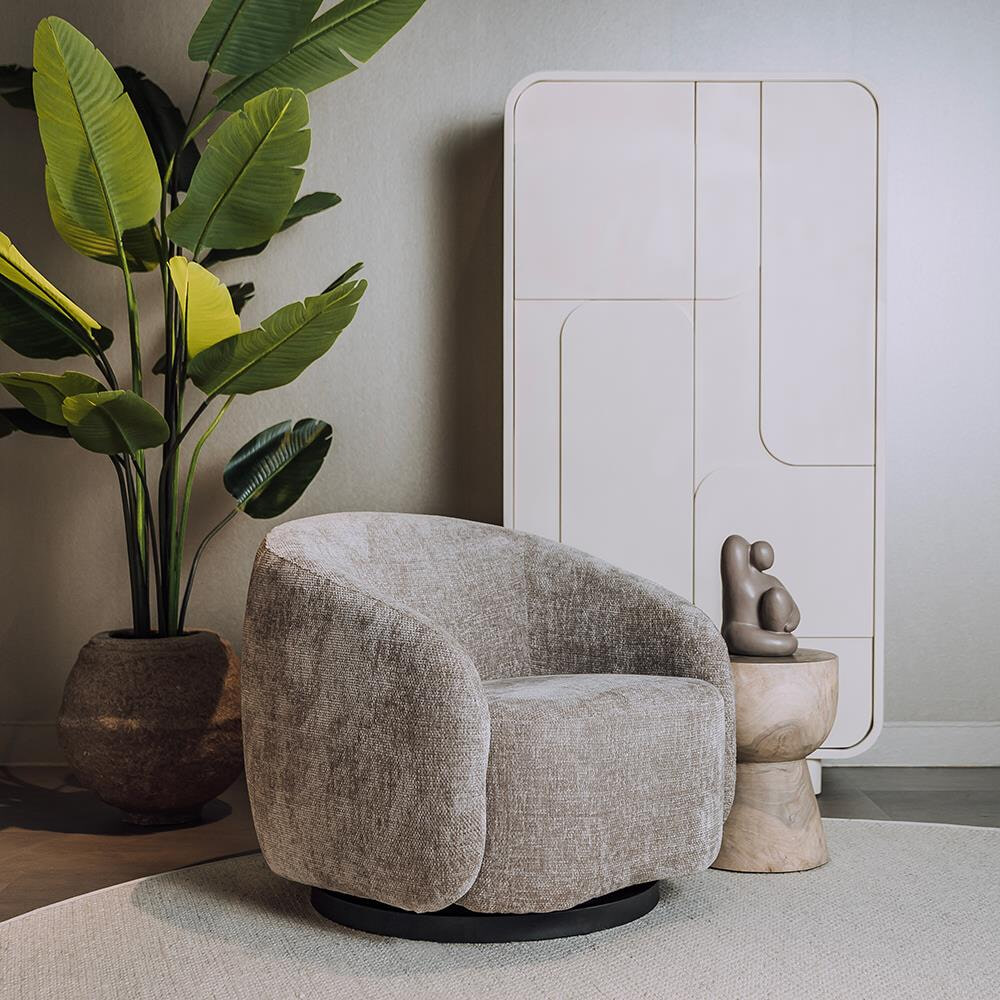 Tower Living Draaifauteuil 'Castro' Chenille, kleur Beige