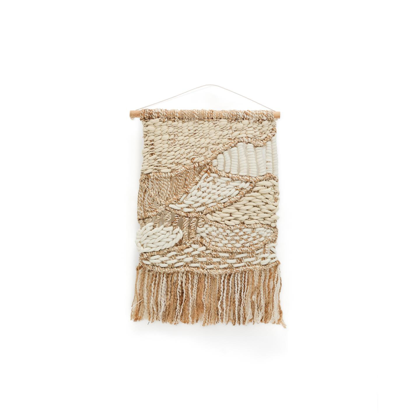 Kave Home Wandkleed Prak Wol en jute, 105 x 70cm - Beige