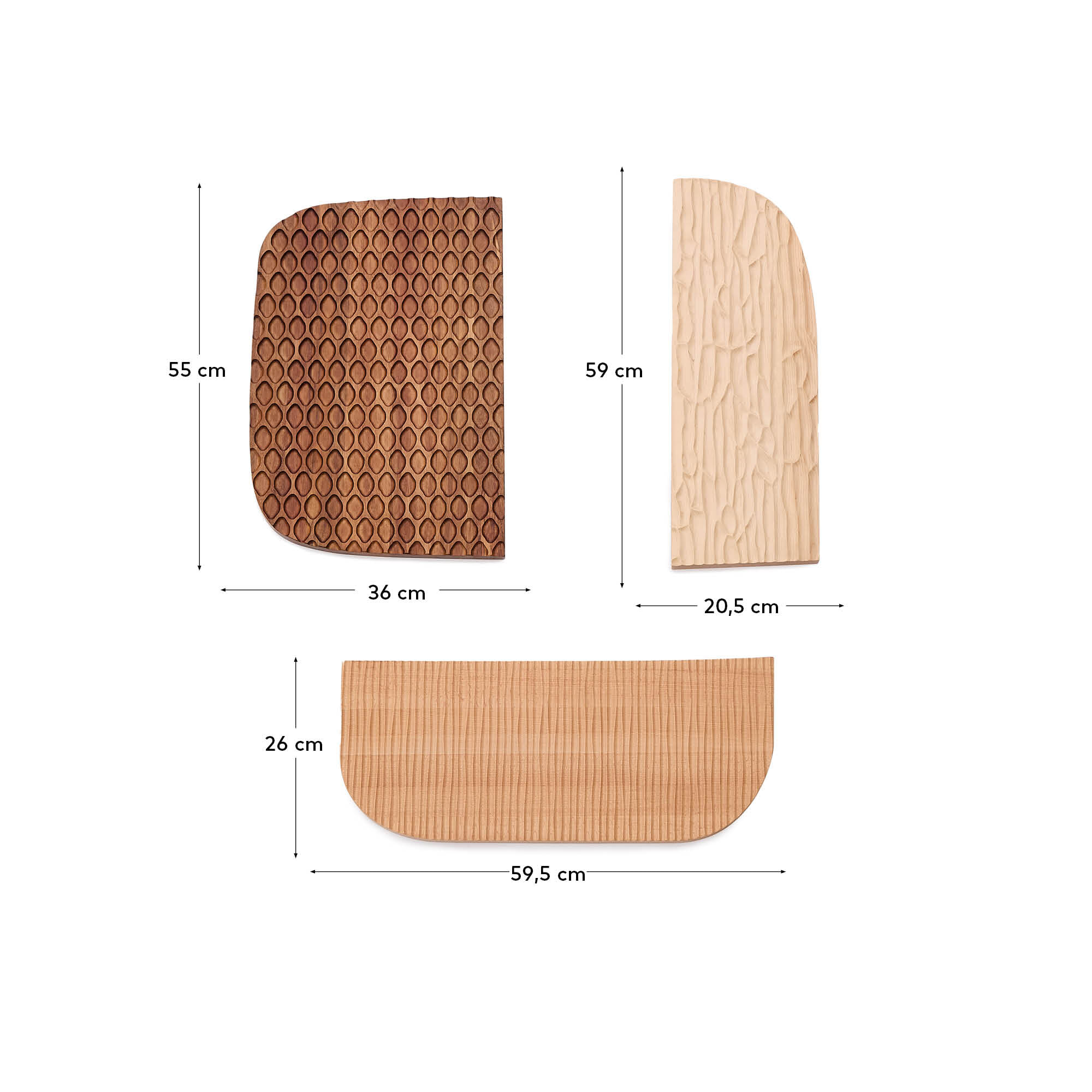 Kave Home Wandpaneel 'Trivax' Set van 3 stuks, Acaciahout