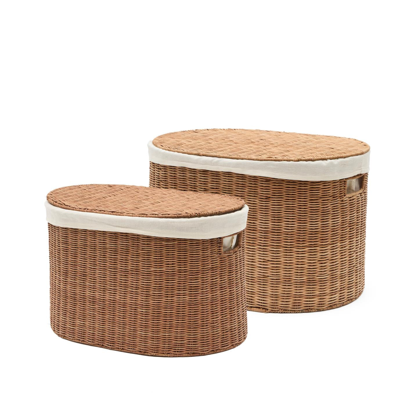 Kave Home Mand Indali Rotan, Set van 2 stuks - Bruin