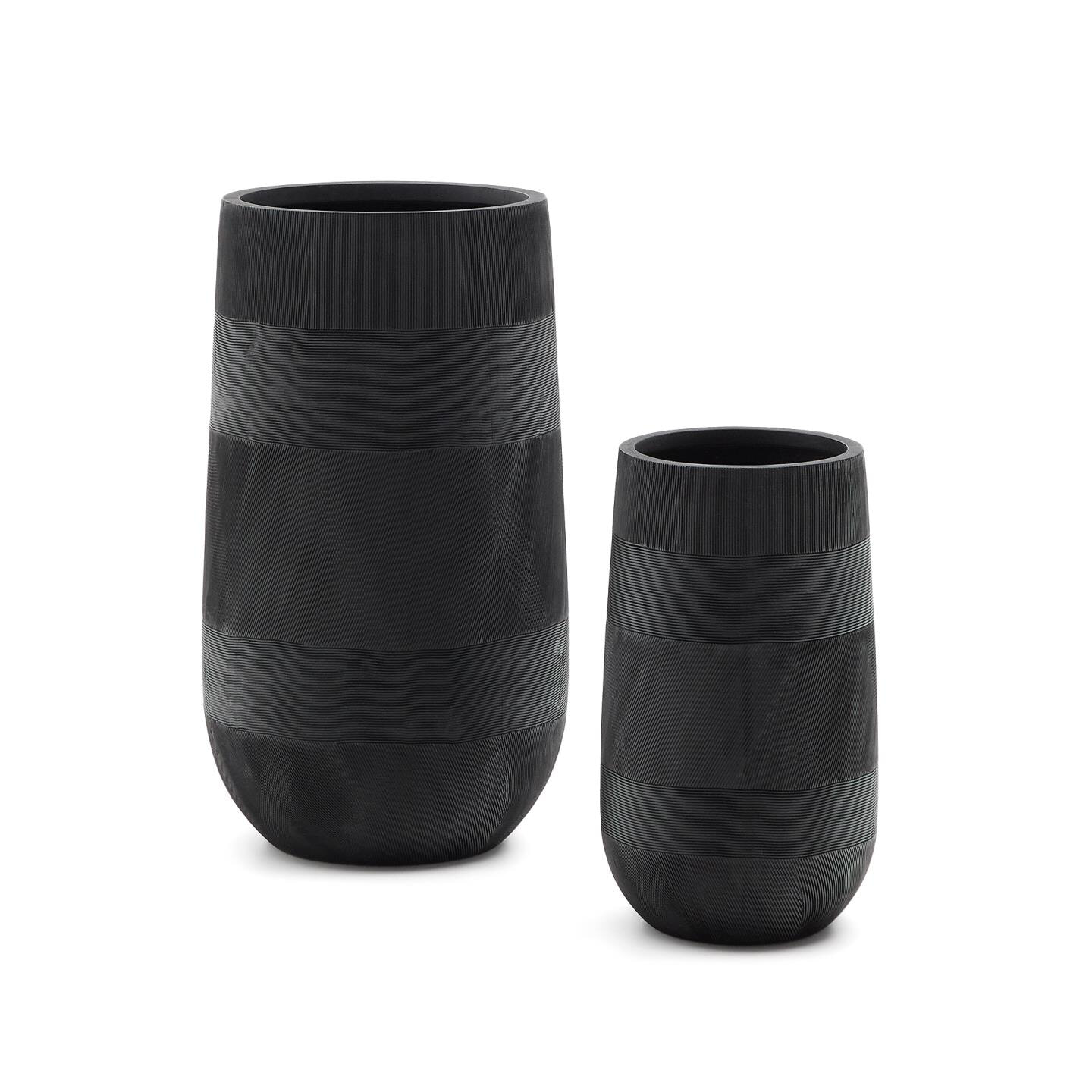 Kave Home Plantenpot 'Tival' Set van 2 stuks, kleur Zwart