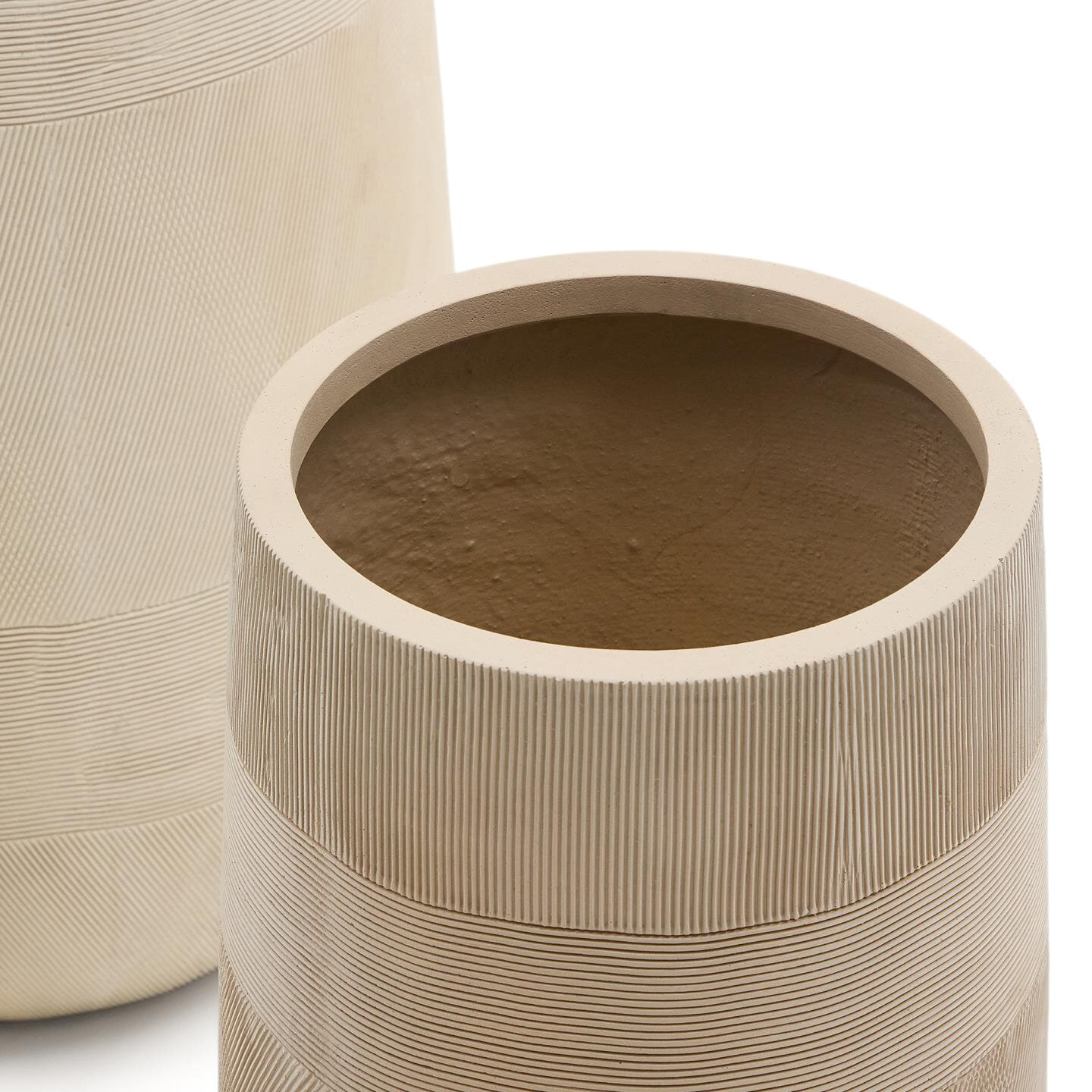 Kave Home Plantenpot 'Tival' Set van 2 stuks, kleur Beige
