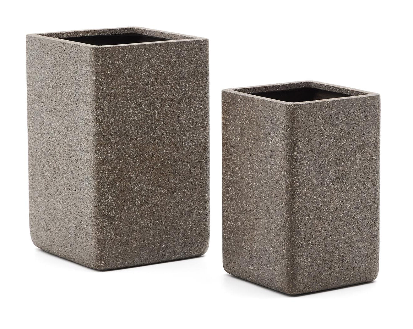 Kave Home Hoge Plantenpot Minoa Polystone, Set van 2 stuks