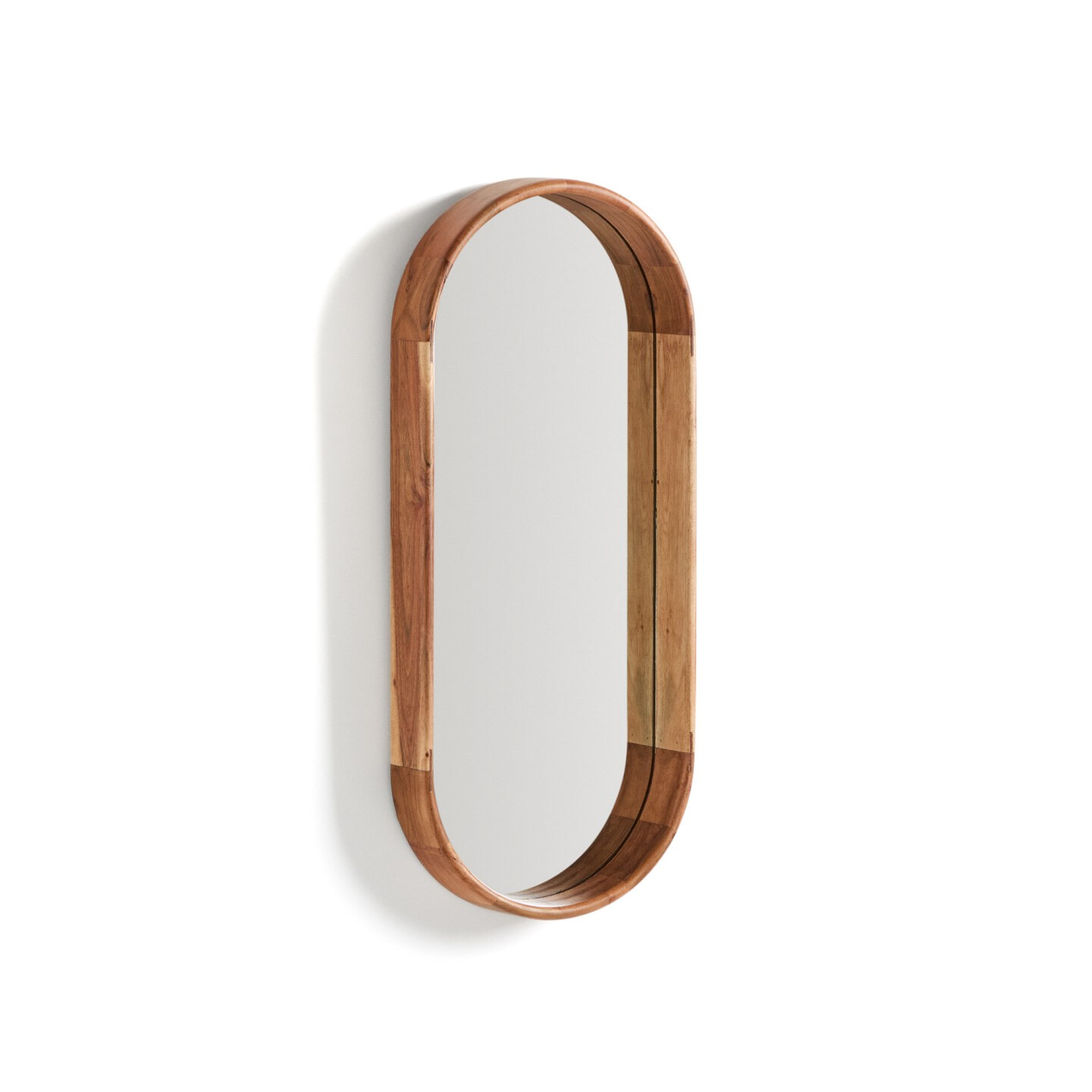 Kave Home Ovale Spiegel Berale Acaciahout, 76 x 33cm - Bruin - Ovaal