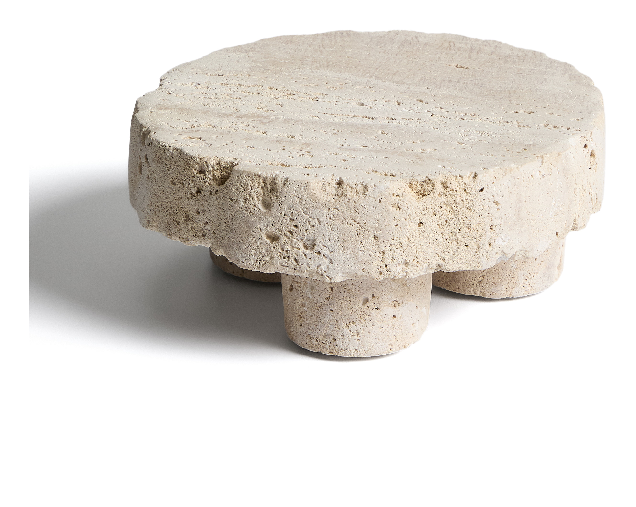 Kave Home Tafelstuk Zuno Travertin, Ø20cm - Ecru