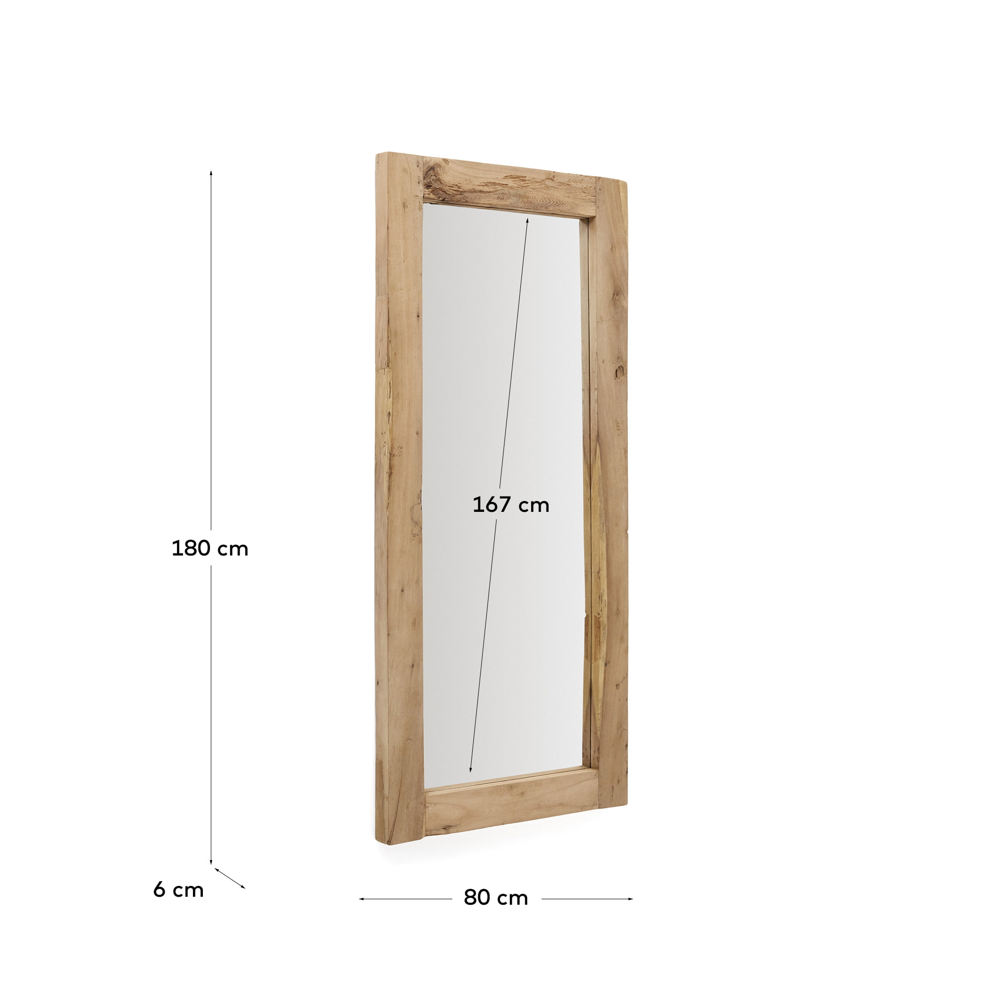 Kave Home Spiegel 'Maden' Gerecycled hout, 180 x 80cm