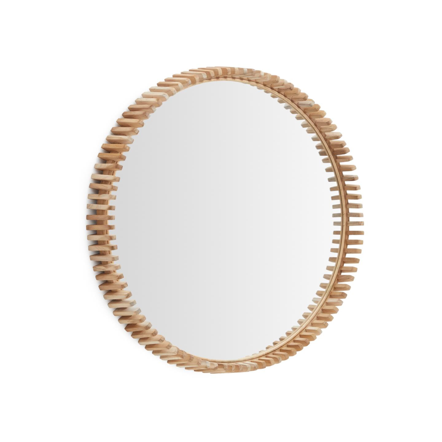 Kave Home Ronde Spiegel 'Polke' Teakhout, 80cm