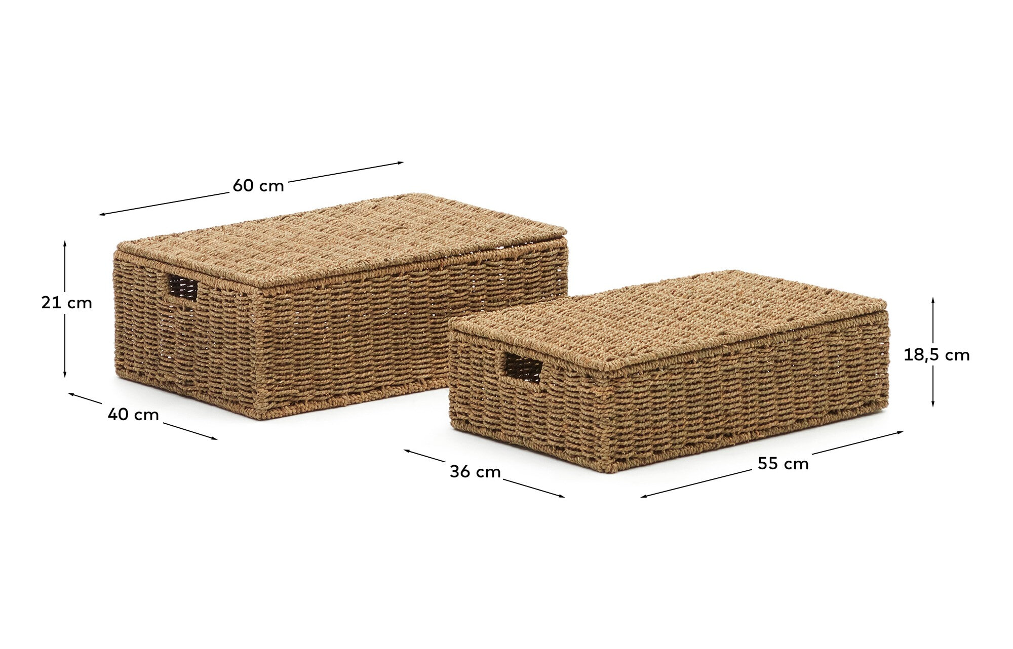 Kave Home Mand 'Tossa' Set van 2 stuks, Zeegras