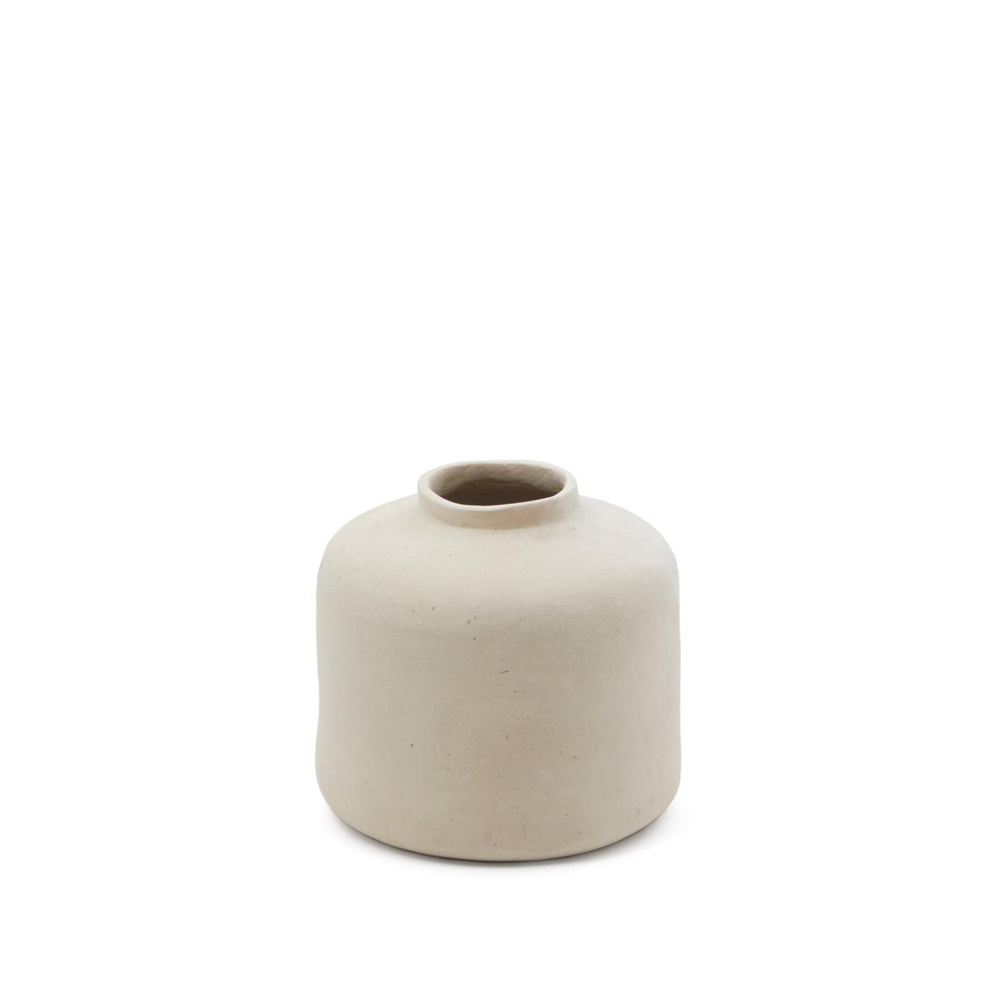 Kave Home Vaas Serina Papier-maché, 26cm hoog - Wit