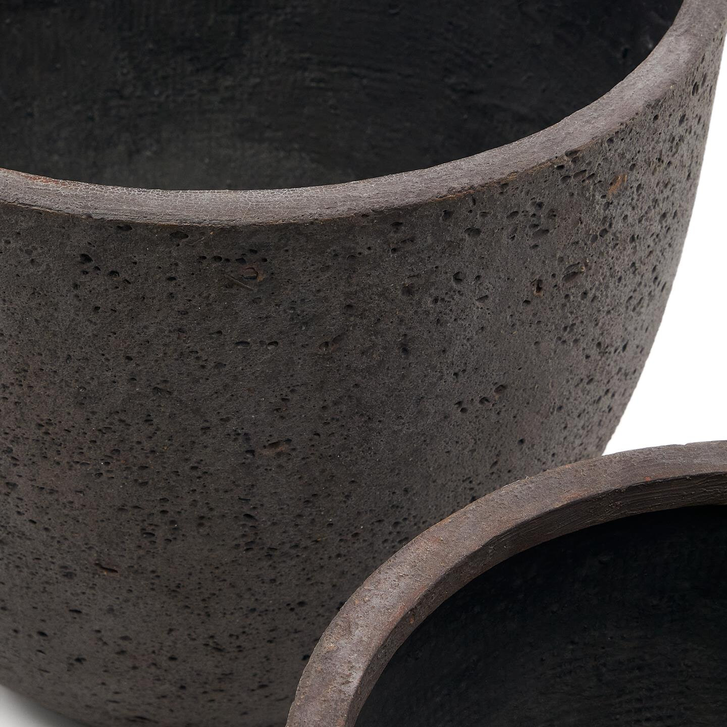 Kave Home Plantenpot 'Serili' Set van 2 stuks, kleur Donkergrijs