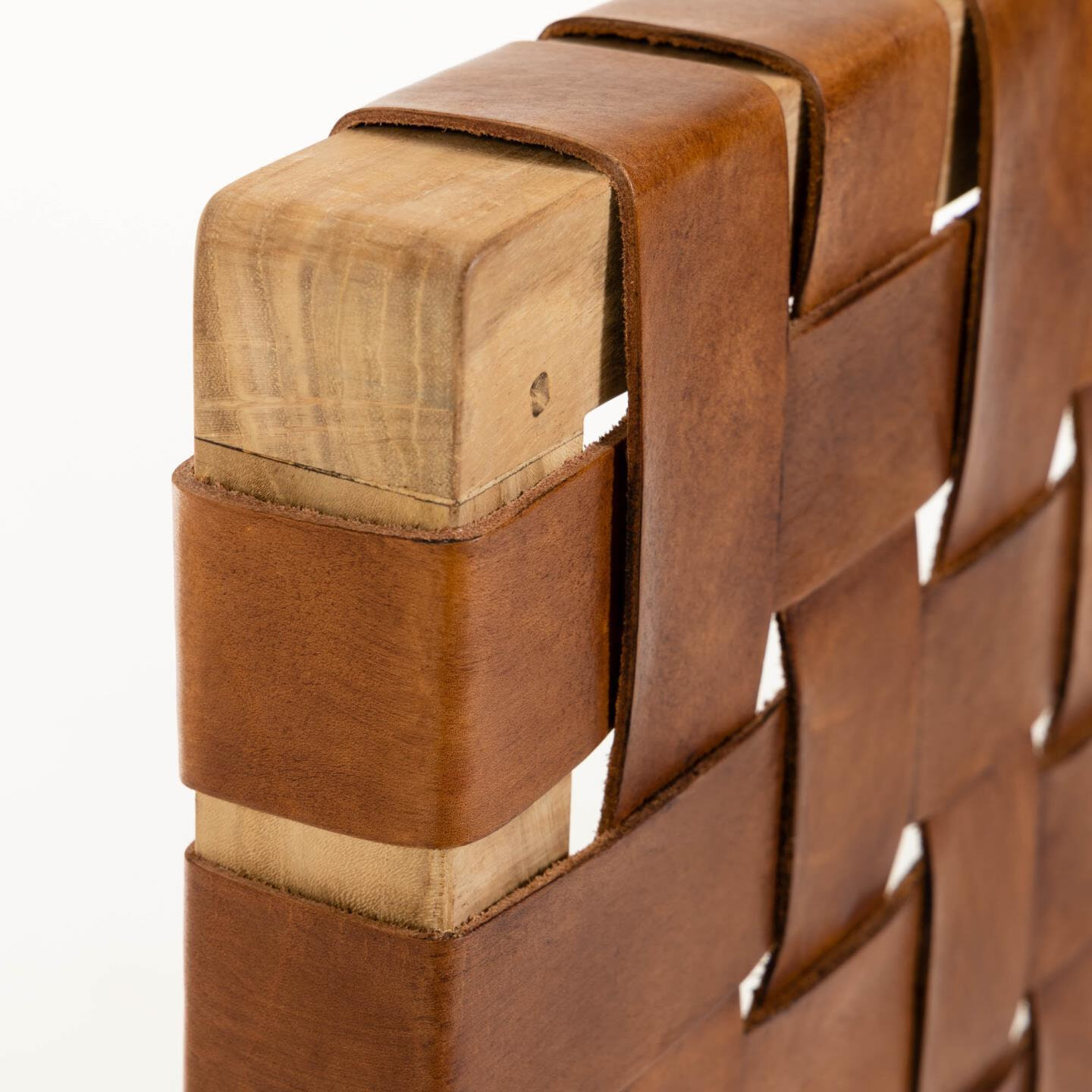 Kave Home Hoofdbord 'Calixta' Teakhout en Leer, 153 x 110cm