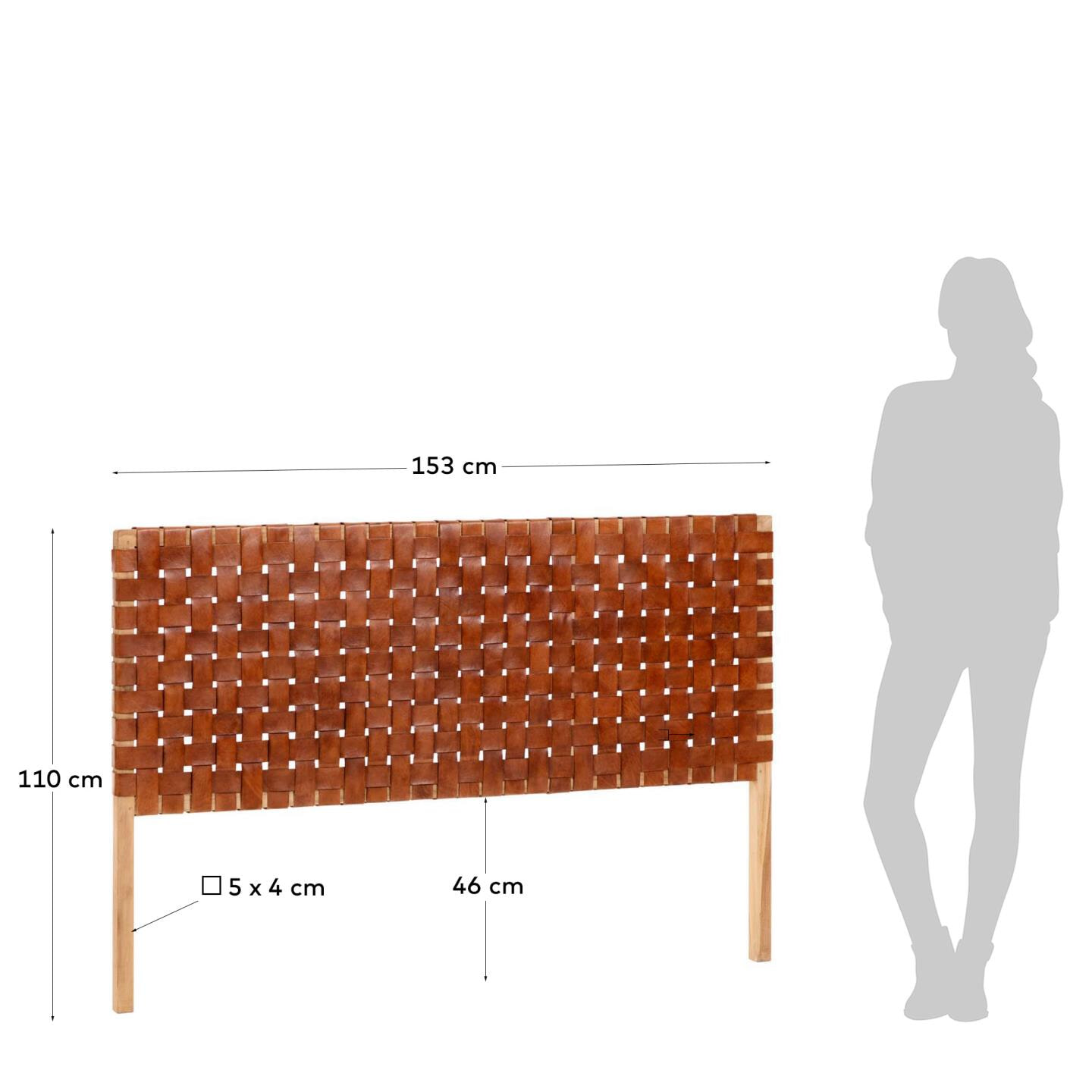 Kave Home Hoofdbord 'Calixta' Teakhout en Leer, 153 x 110cm