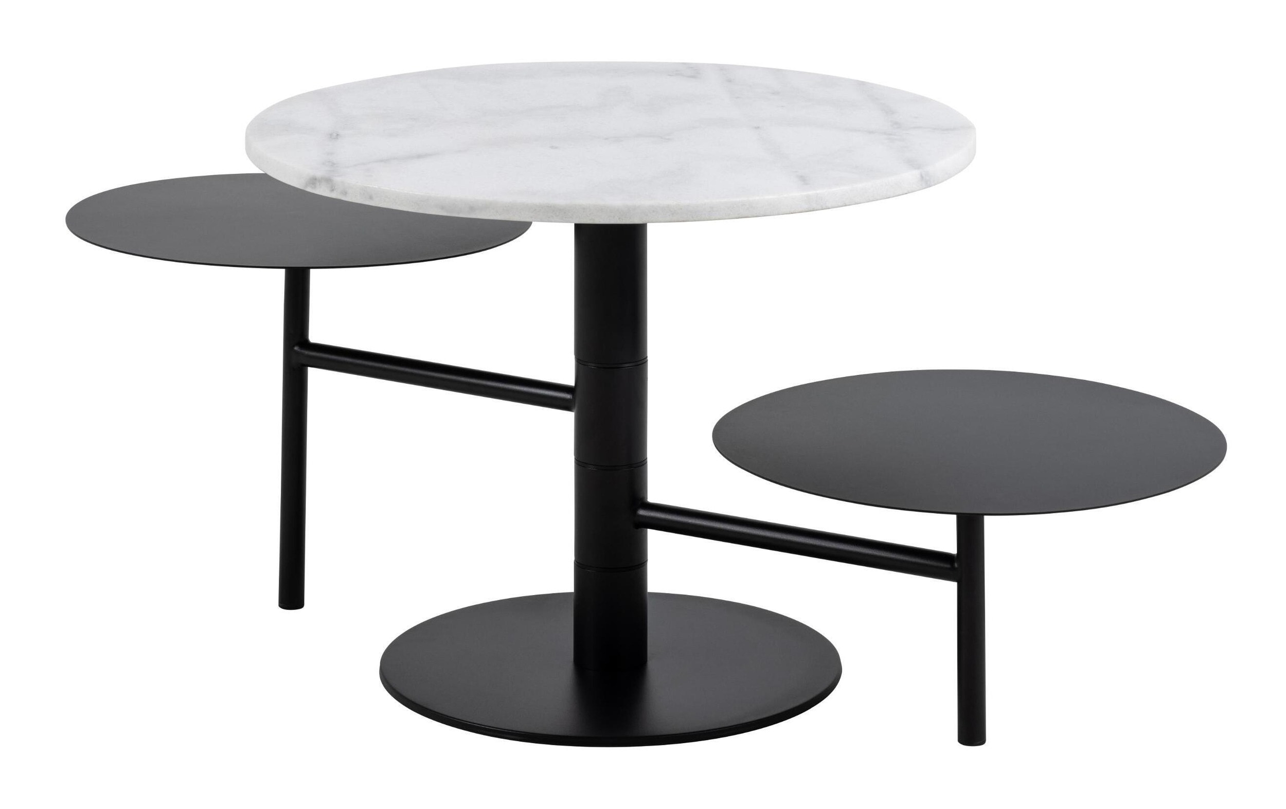 Bendt Salontafel / Bijzettafel 'Saprina' Marmer en staal, Met 3 bladen, kleur Wit