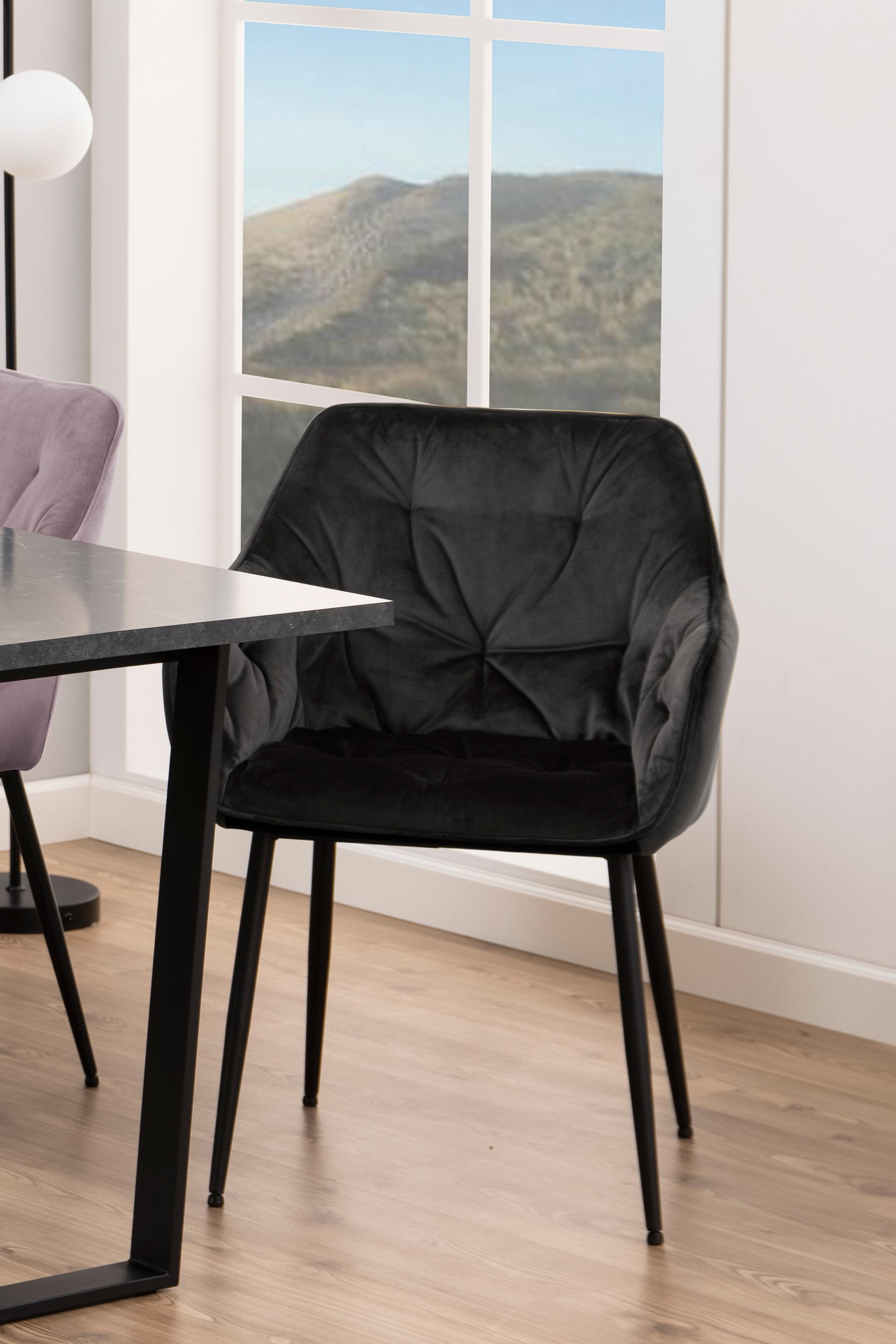 Bendt Eetkamerstoel 'Loren' Velvet, kleur Grey/Brown