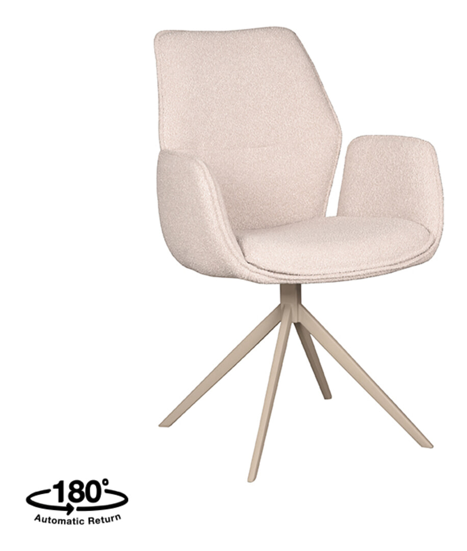 LABEL51 Draaibare Eetkamerstoel 'Mellow' Bouclé, kleur Naturel