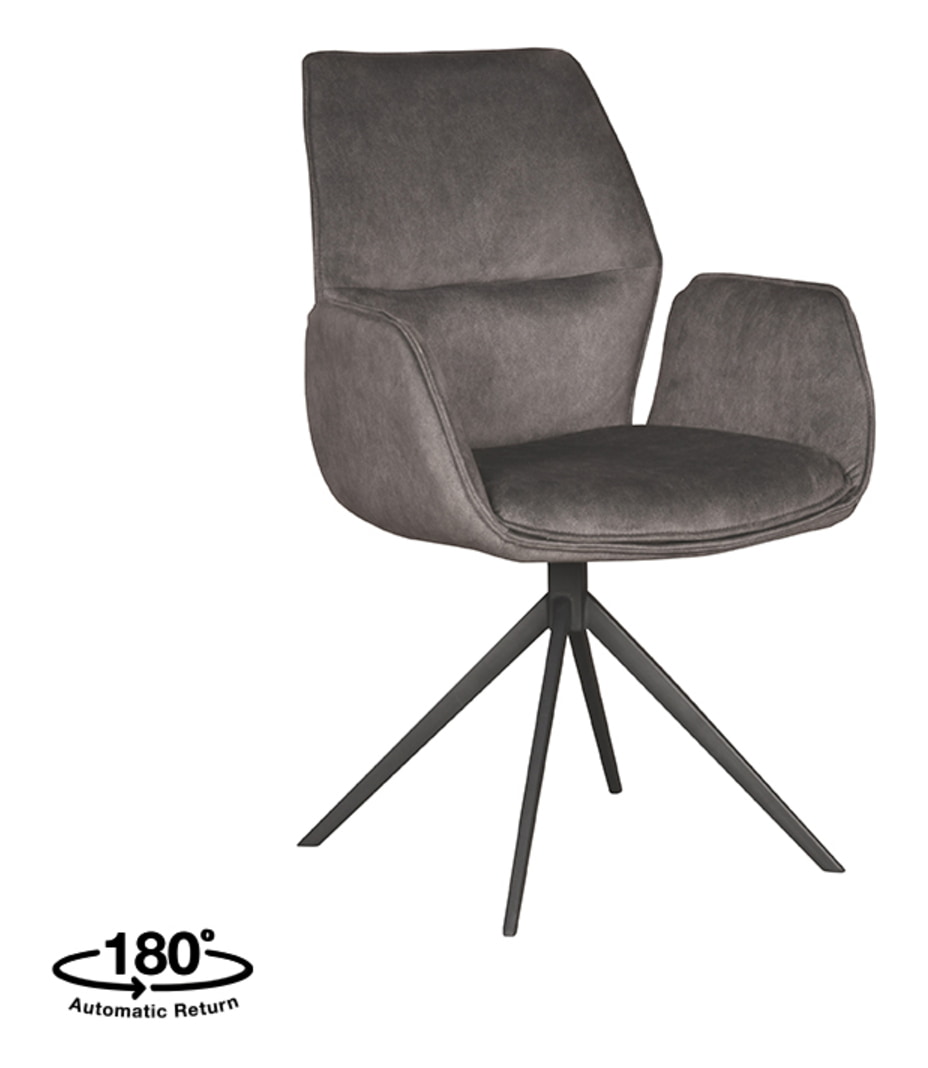 LABEL51 Draaibare Eetkamerstoel 'Mellow' Cosmo stof, kleur Antraciet
