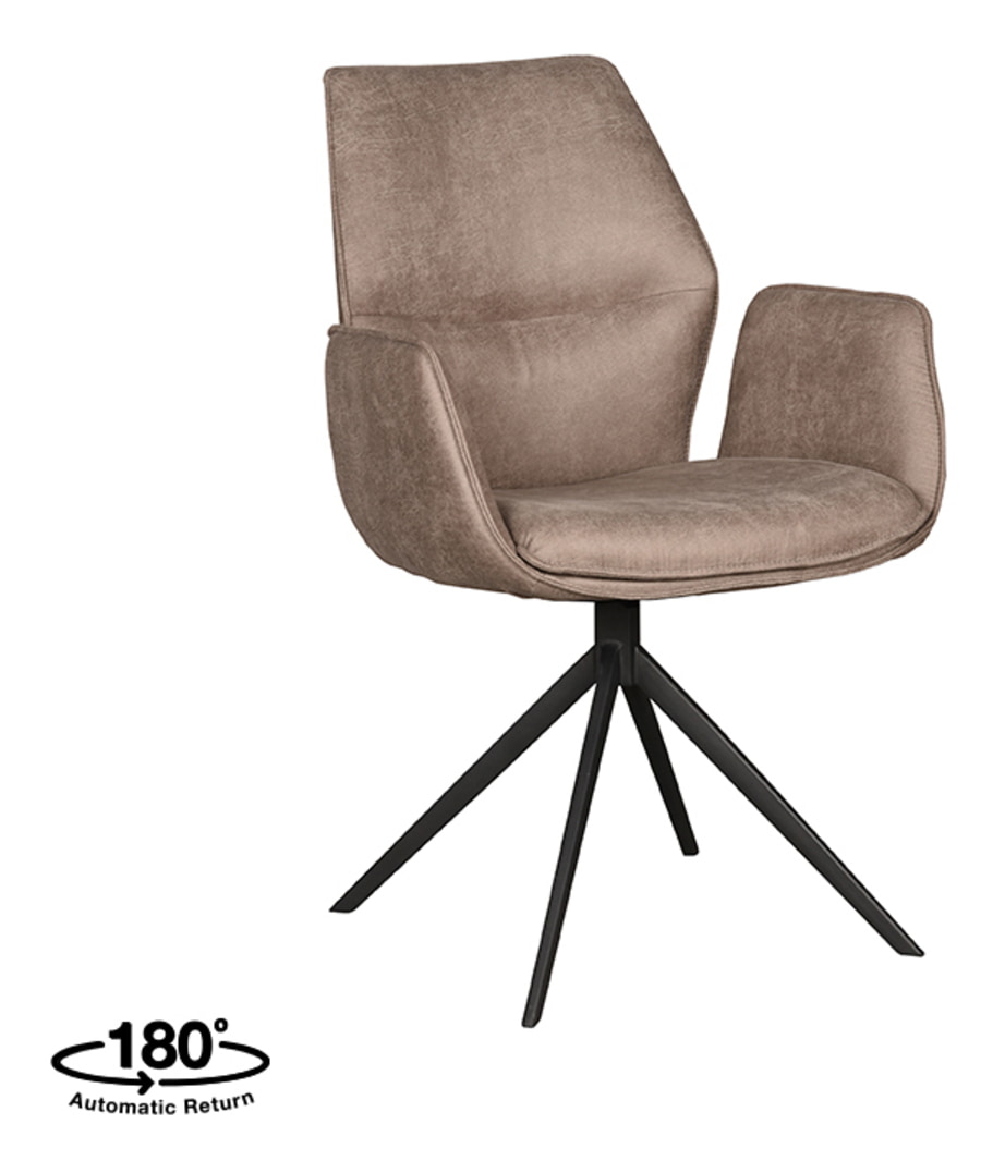 LABEL51 Draaibare Eetkamerstoel 'Mellow' Micro Suede, kleur Taupe
