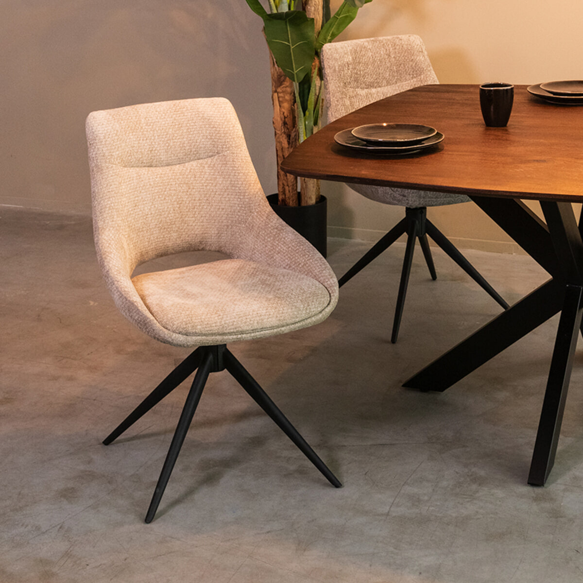 LABEL51 Draaibare Eetkamerstoel 'Marlow' Elite stof