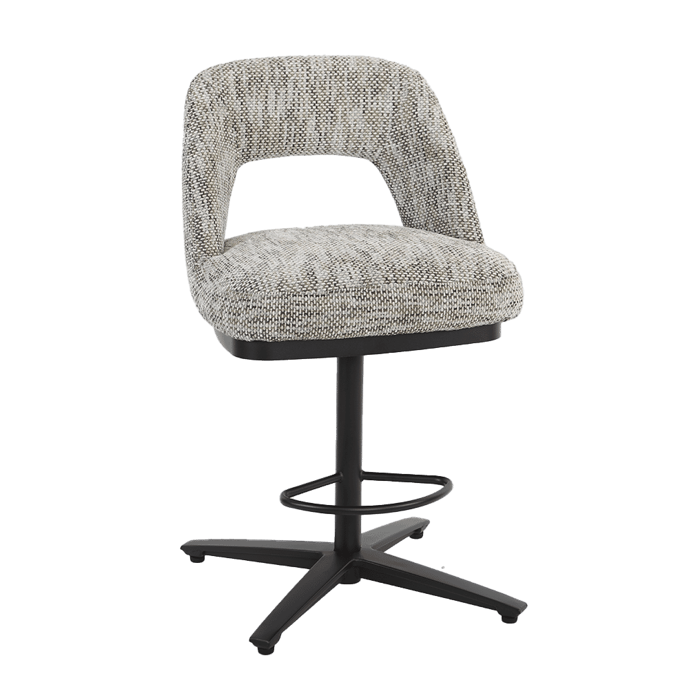 Tower Living Draaibare Barkruk Caldes Geweven stof - Wit/Grijs (zithoogte 68cm)