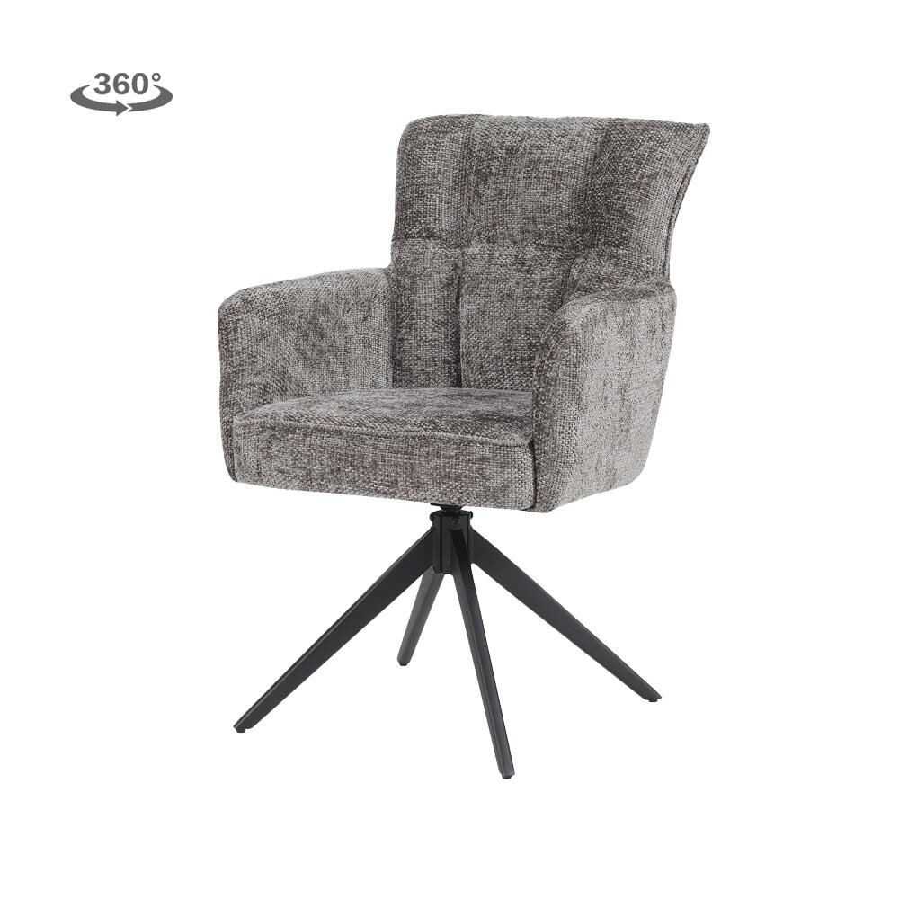 Tower Living Draaibare Eetkamerstoel Bardi Geweven stof - Charcoal